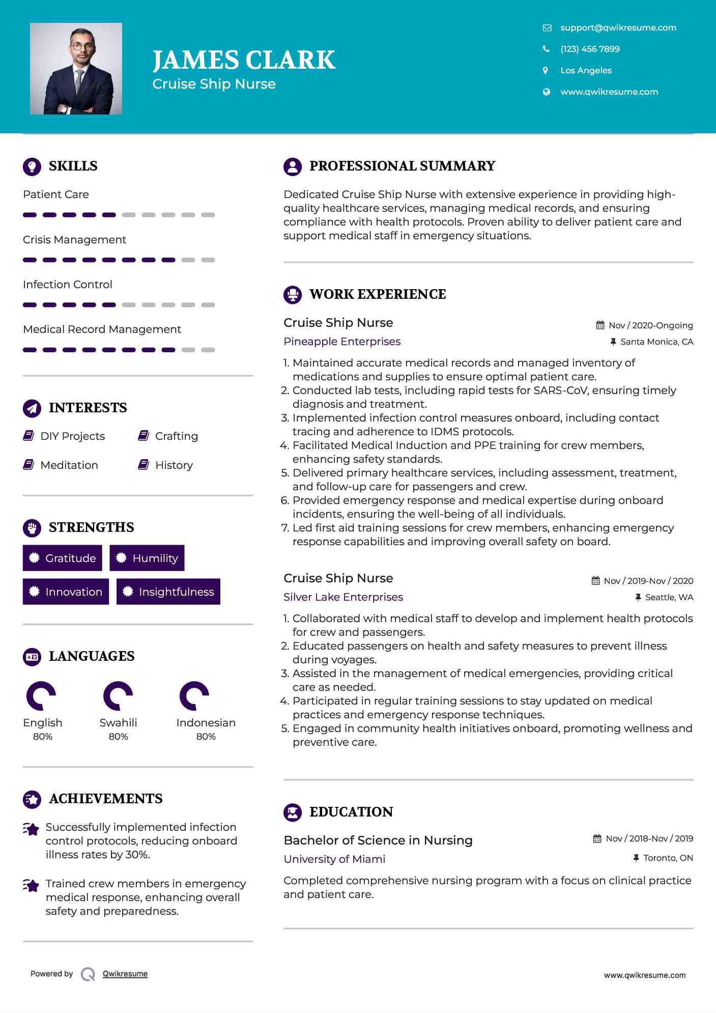 Cruise Ship Nurse Resume Example