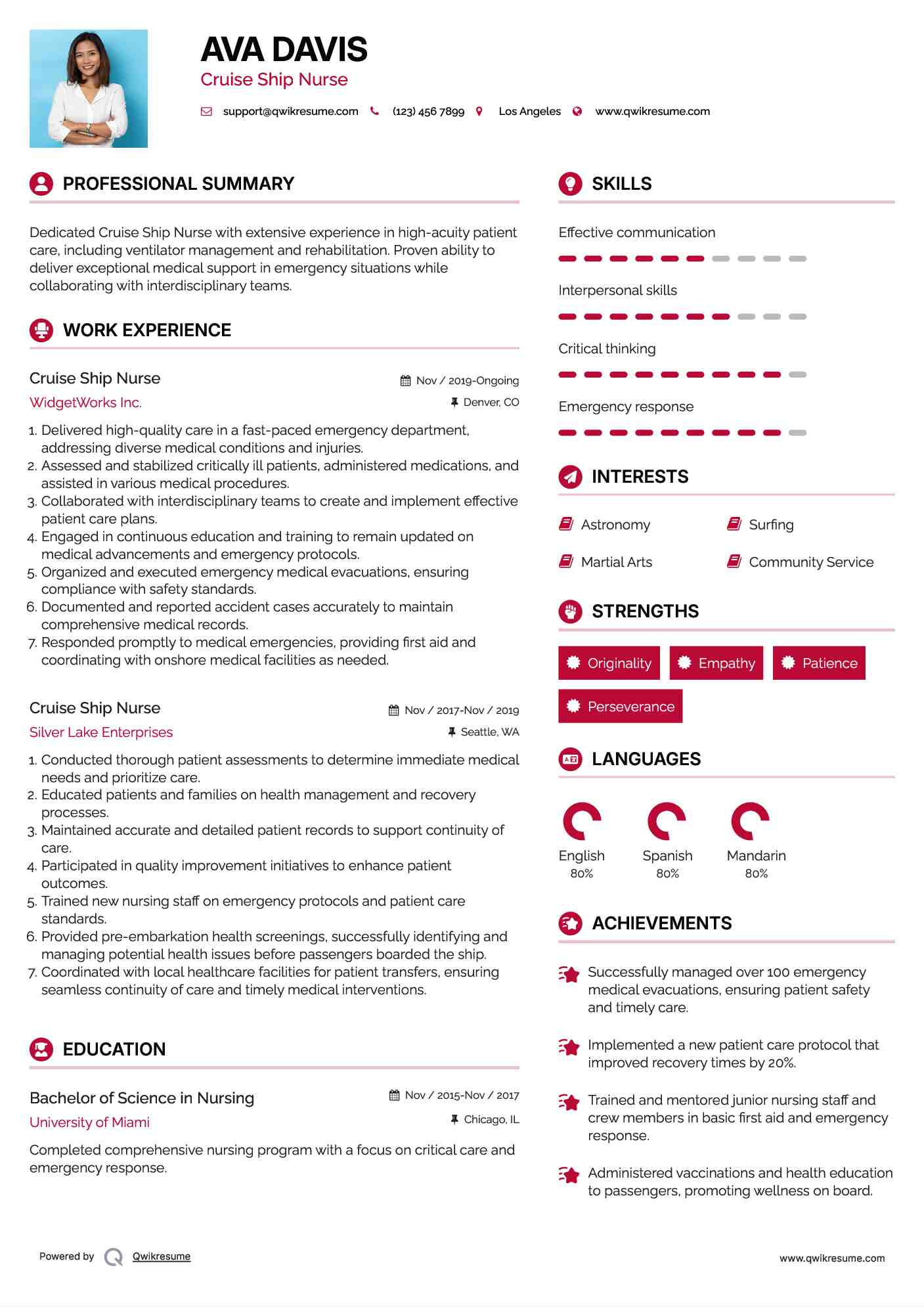 Cruise Ship Nurse Resume Template