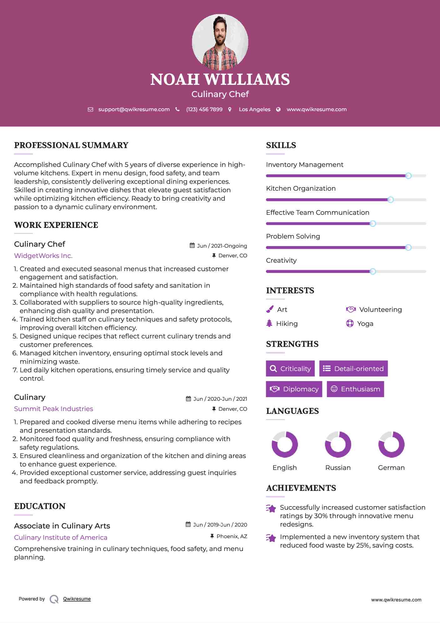10 Culinary Resume Samples amp Templates - Culinary 1593597564 Pdf 
