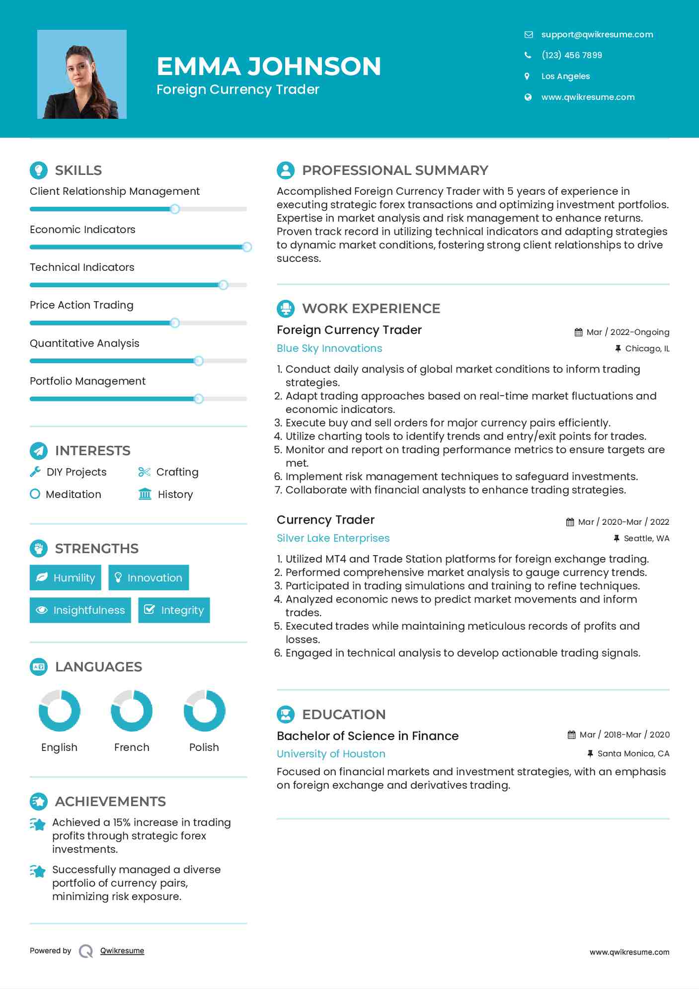Foreign Currency Trader
 Resume Format