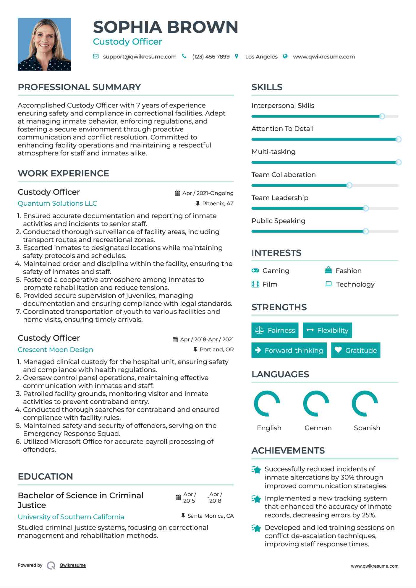 Custody Officer Resume Template