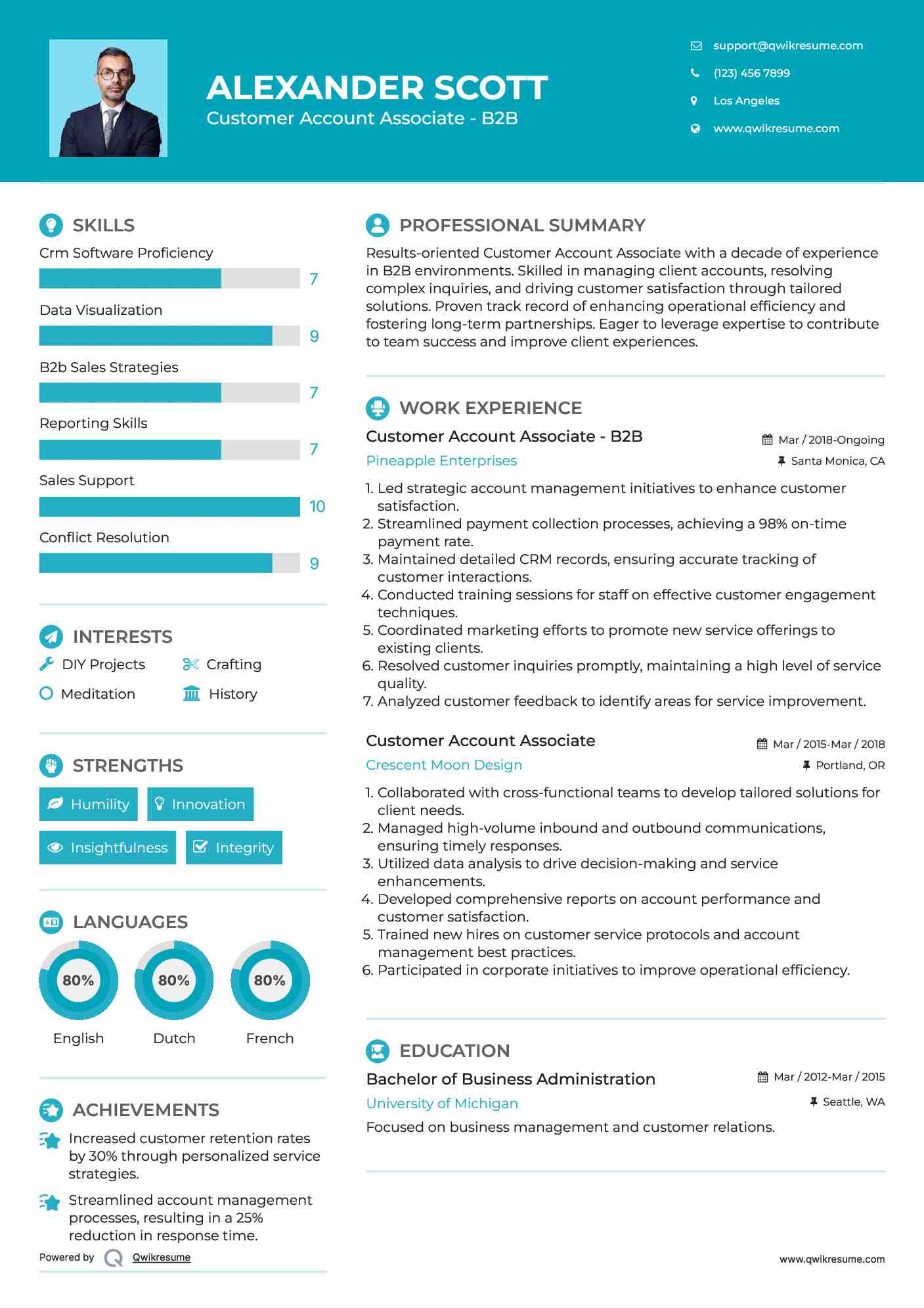 Customer Account Associate - B2B Resume Sample