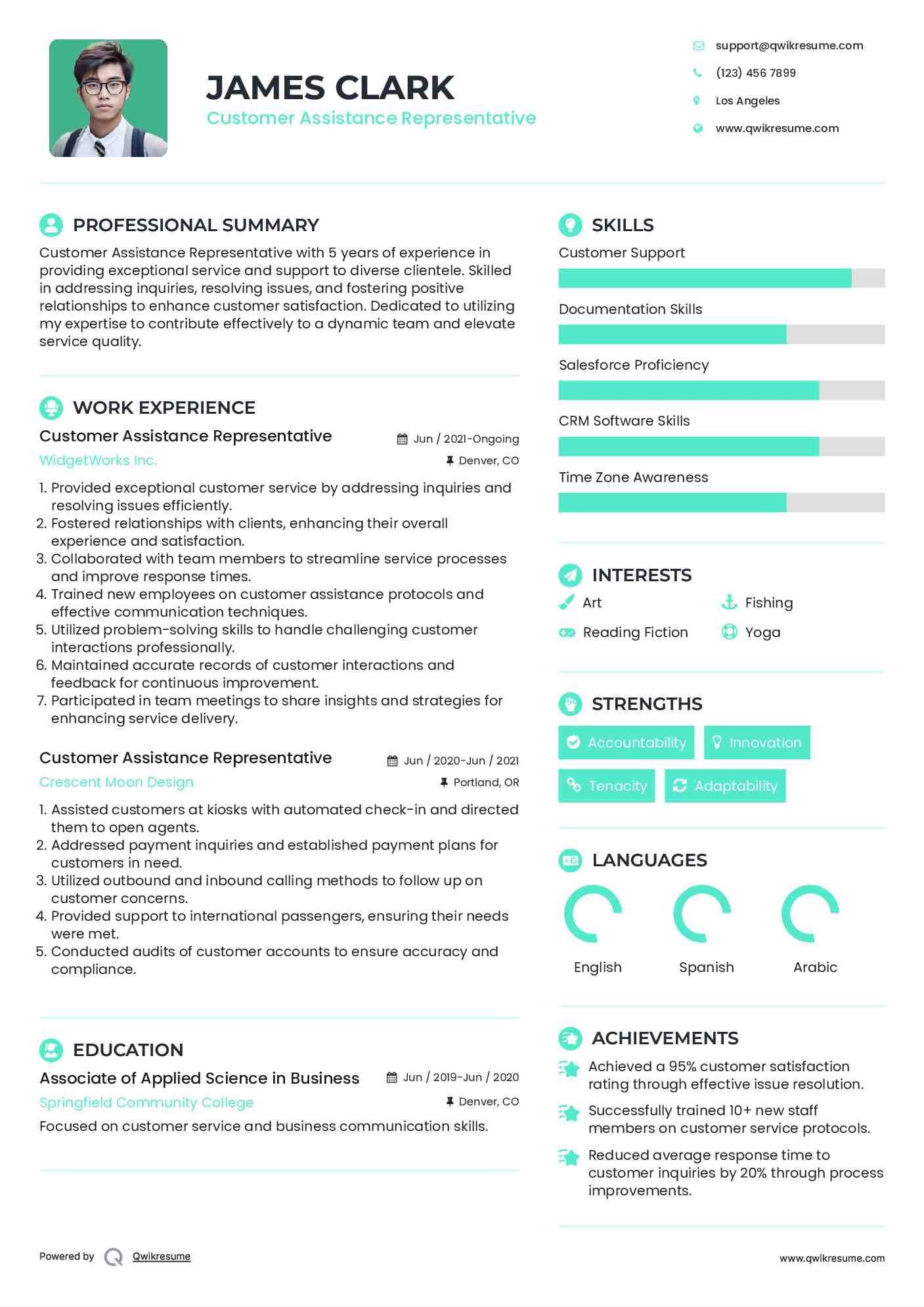 Customer Assistance Representative Resume Template