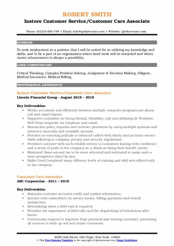 Customer Care Associate Resume - Customer Care Associate 1559643977 Pdf 
