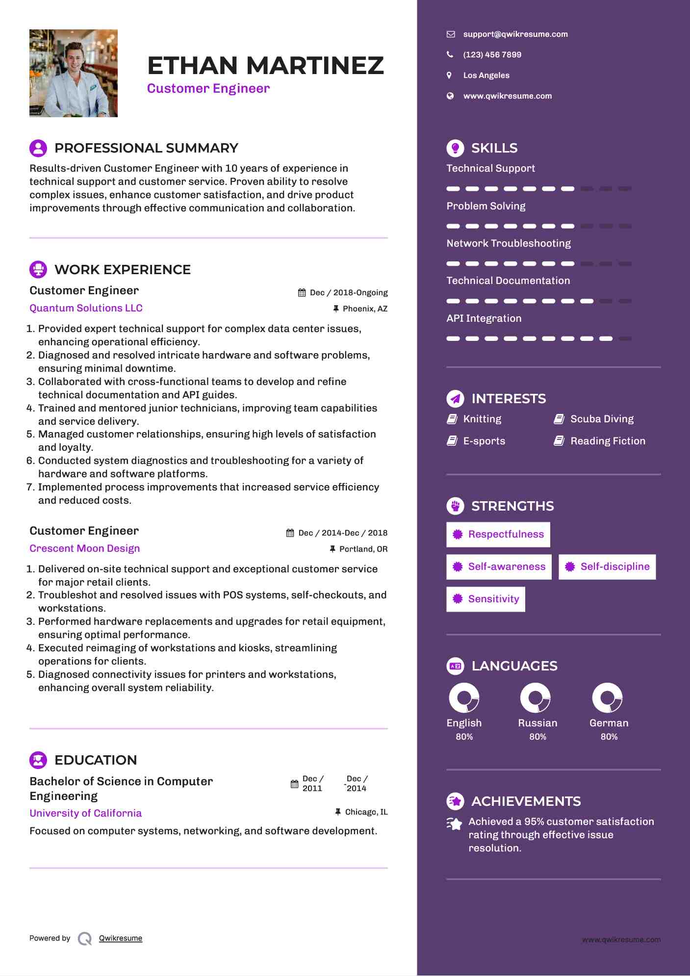 Customer Engineer Resume Template