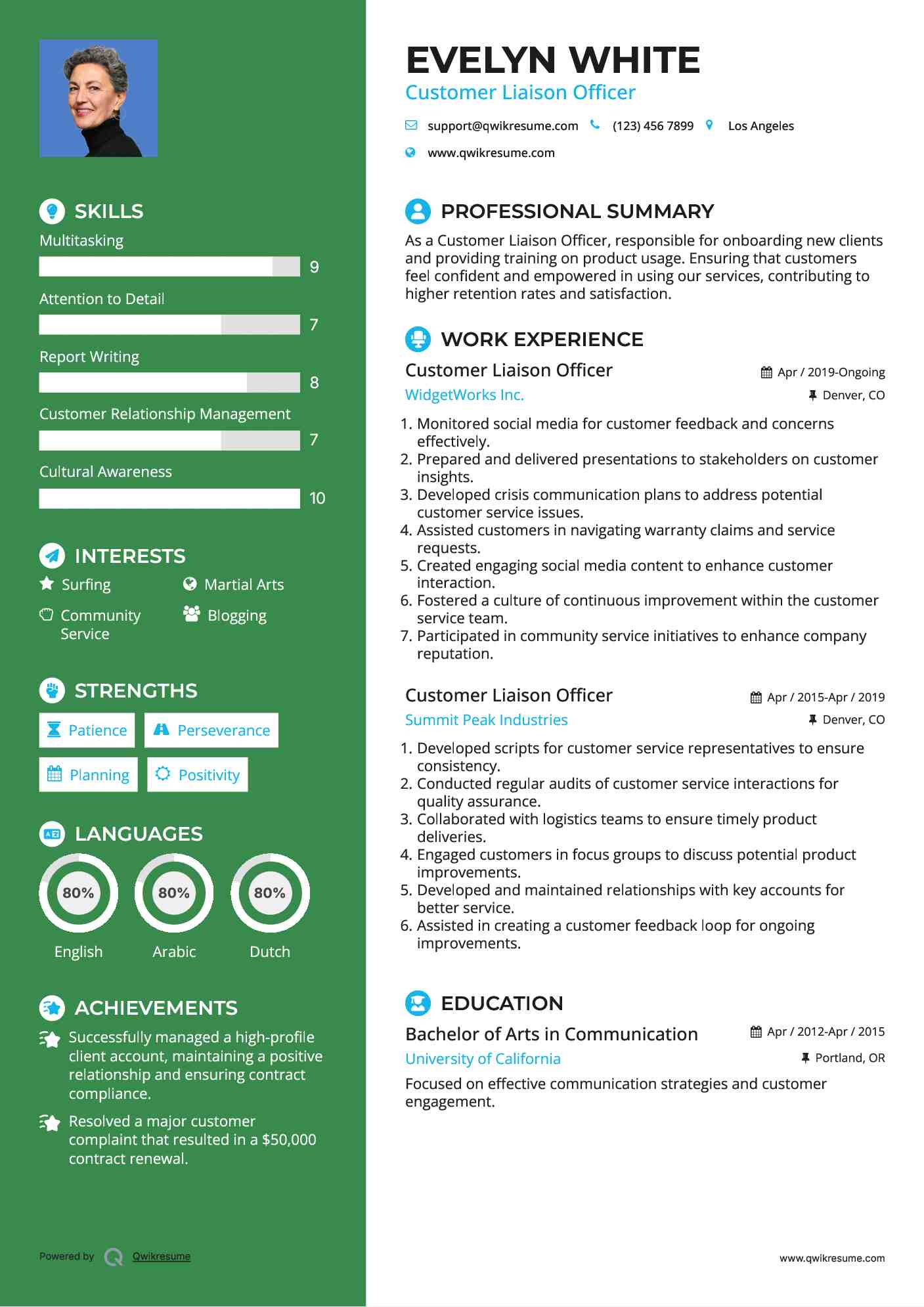 Customer Liaison Officer Resume Model