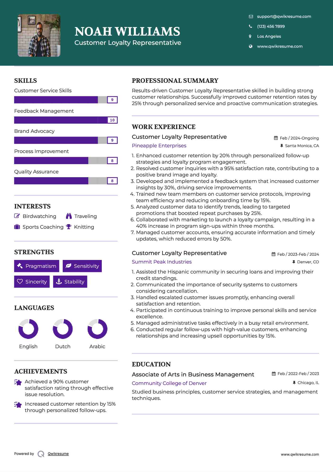 Customer Loyalty Representative Resume Template