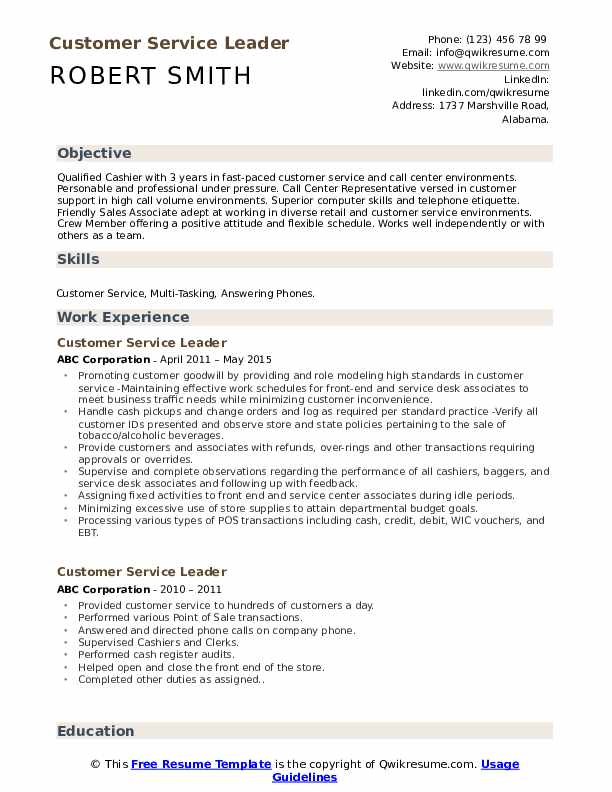 customer-service-leader-resume-samples-qwikresume