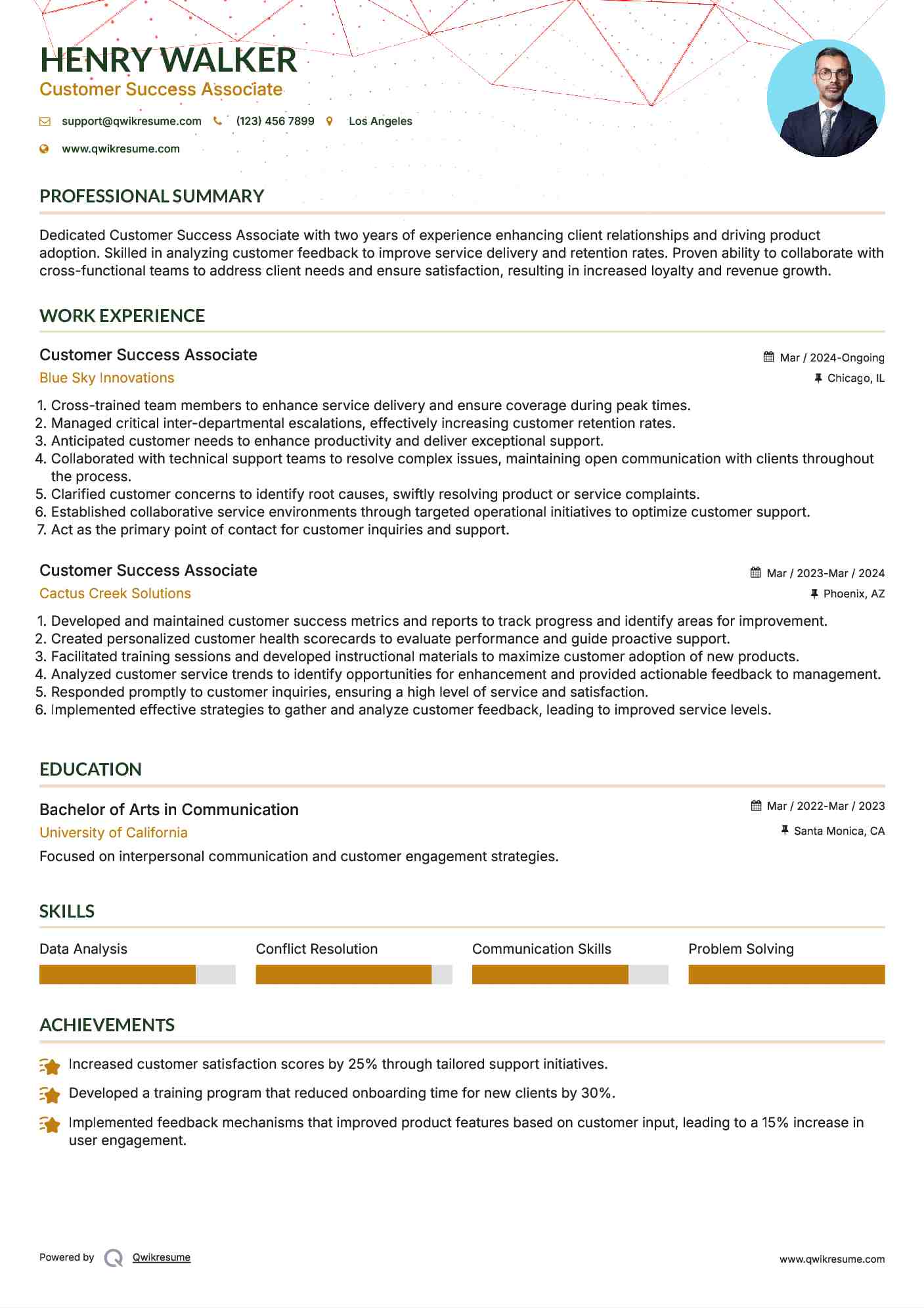 Customer Success Associate Resume Format