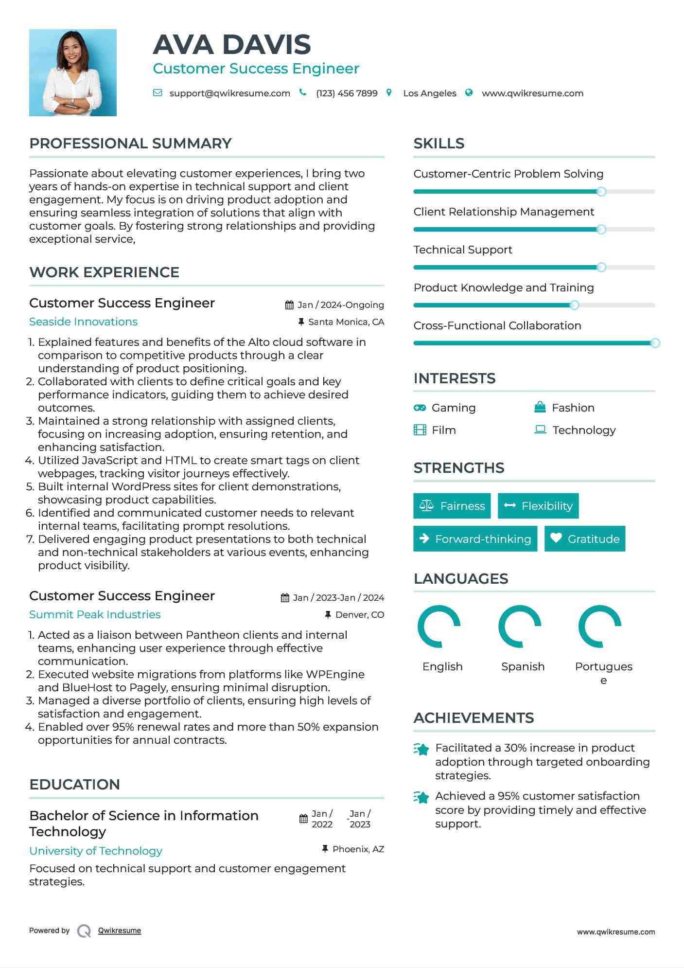 Customer Success Engineer Resume Template