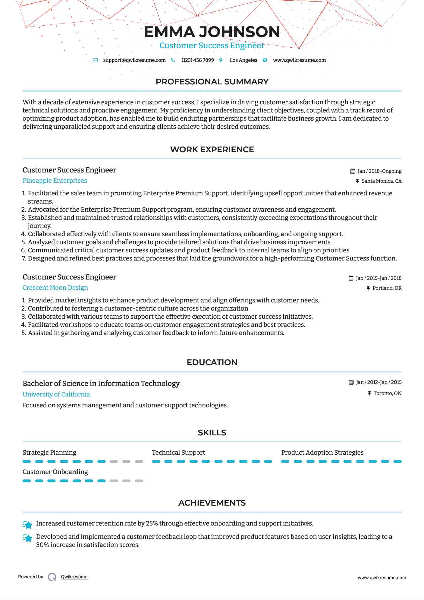 Customer Success Engineer Resume Template