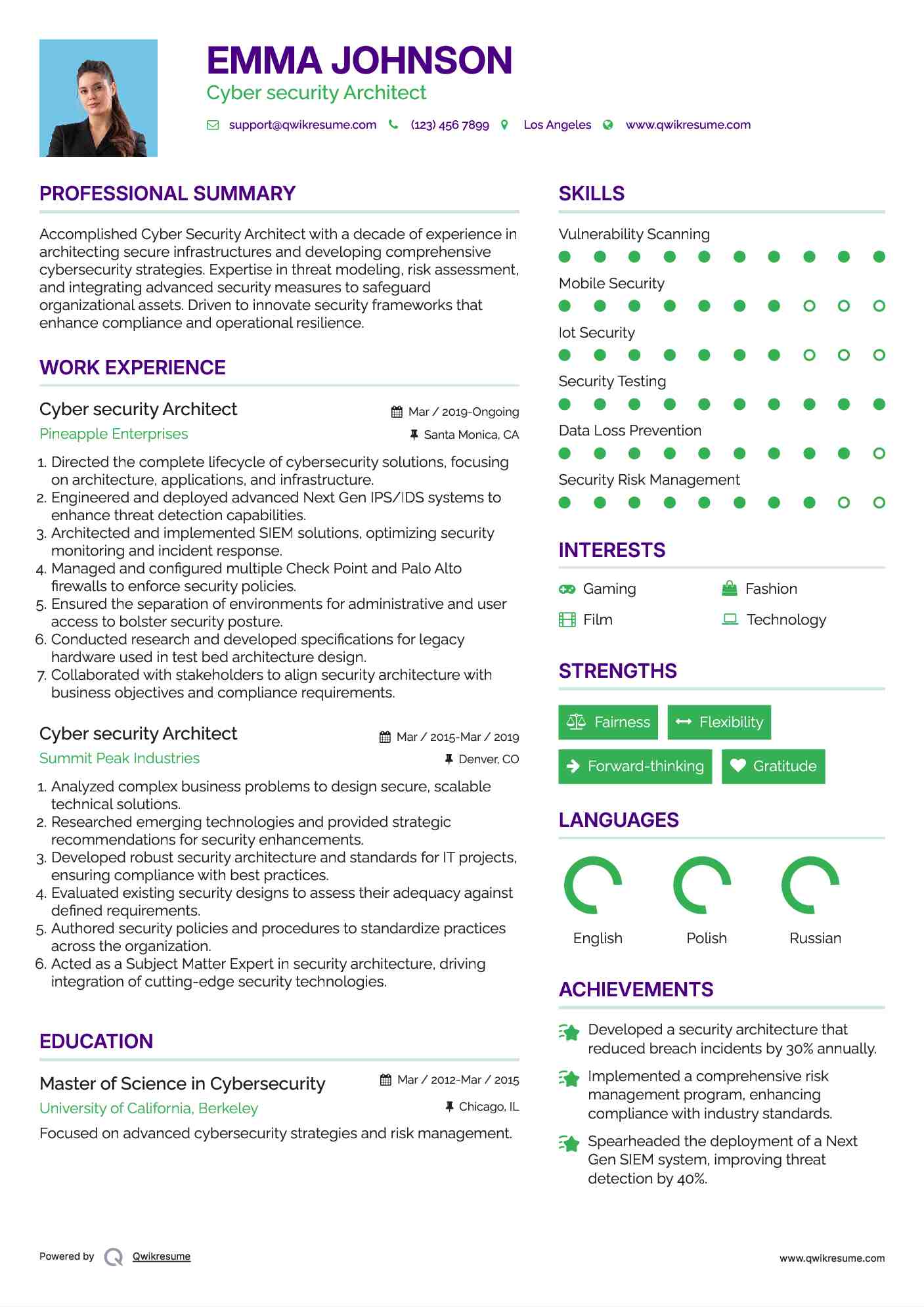 Cyber security Architect Resume Sample