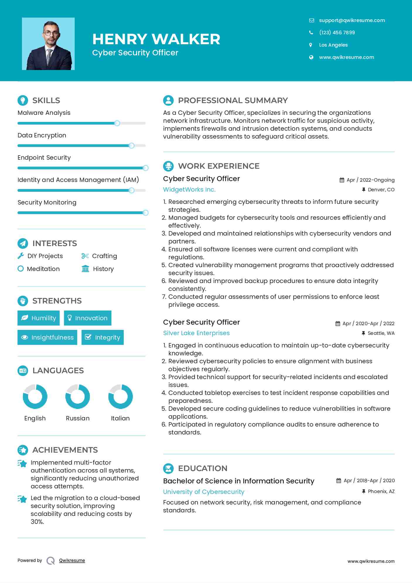 Cyber Security Officer Resume Sample