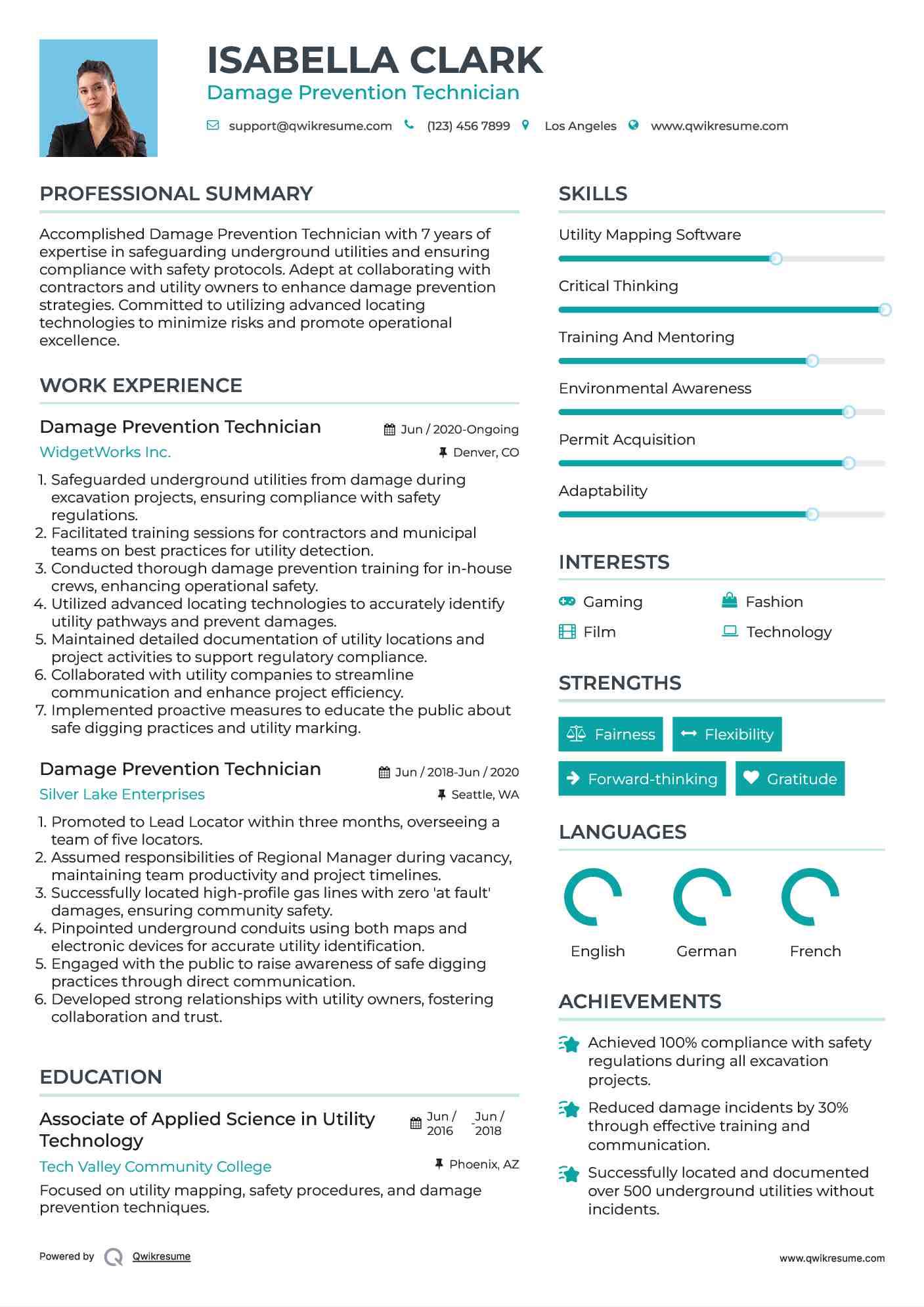Damage Prevention Technician Resume Format