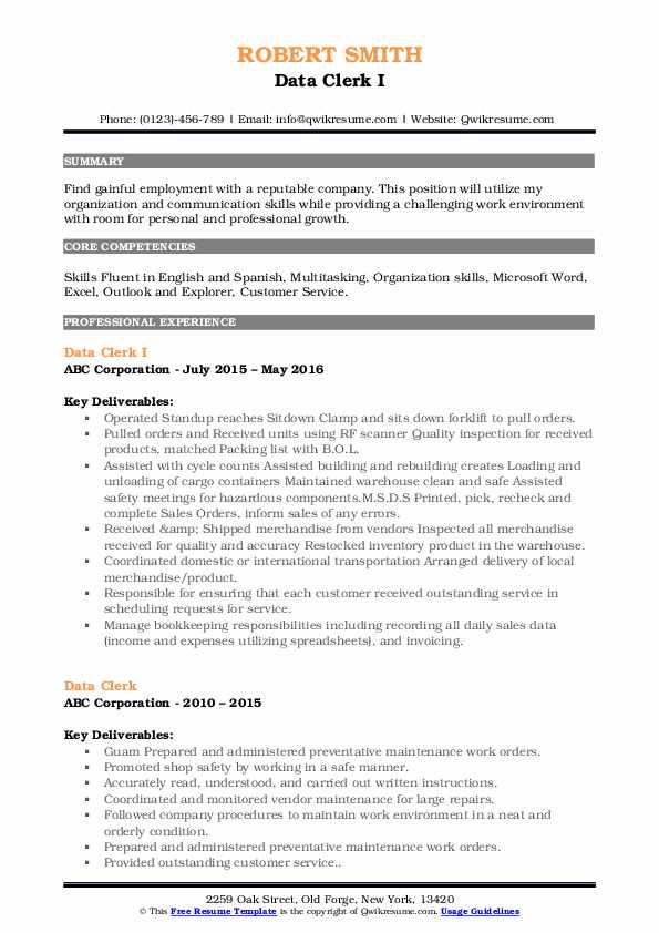 Data Clerk Resume Samples QwikResume - Data Clerk 1568974012 Pdf 