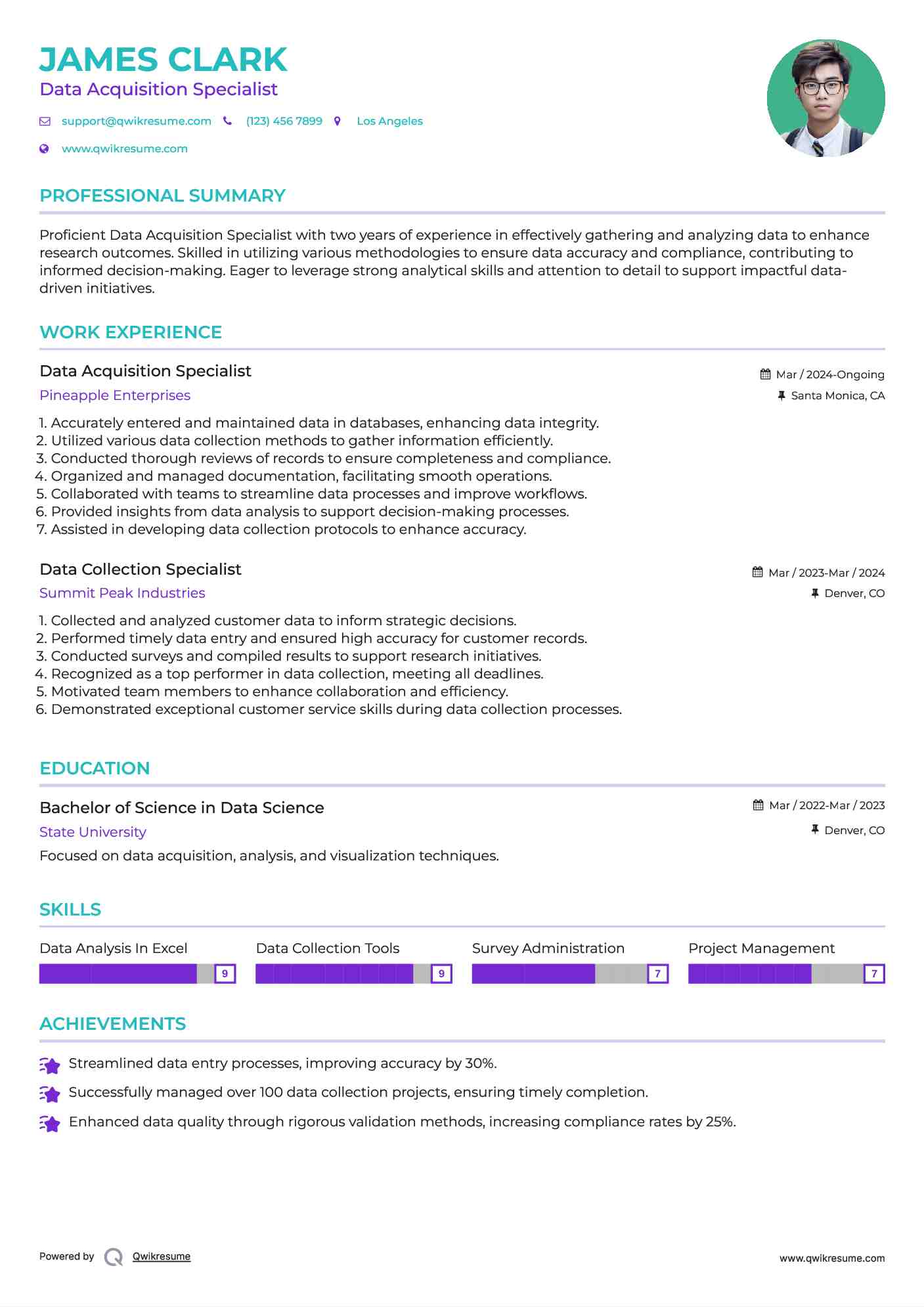 Data Acquisition Specialist Resume Format