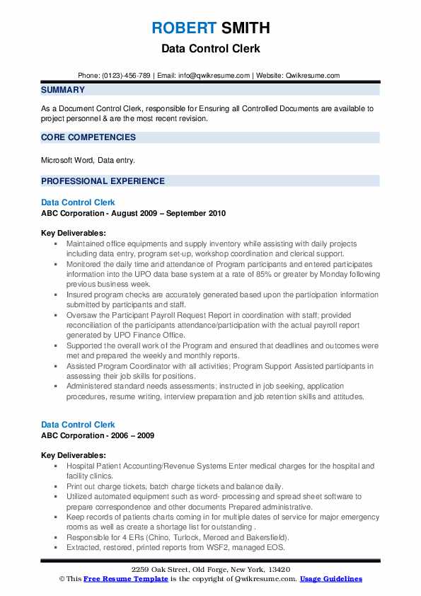 data-control-clerk-resume-samples-qwikresume