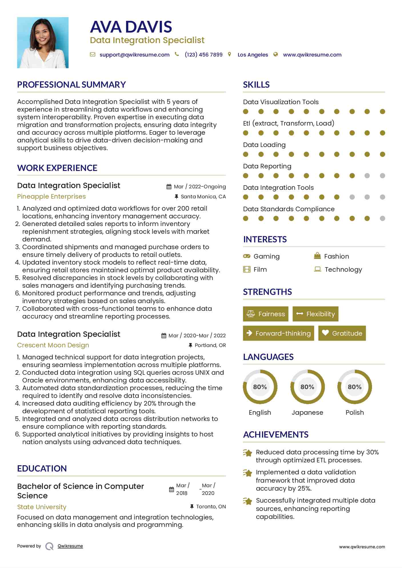 Data Integration Specialist Resume Format