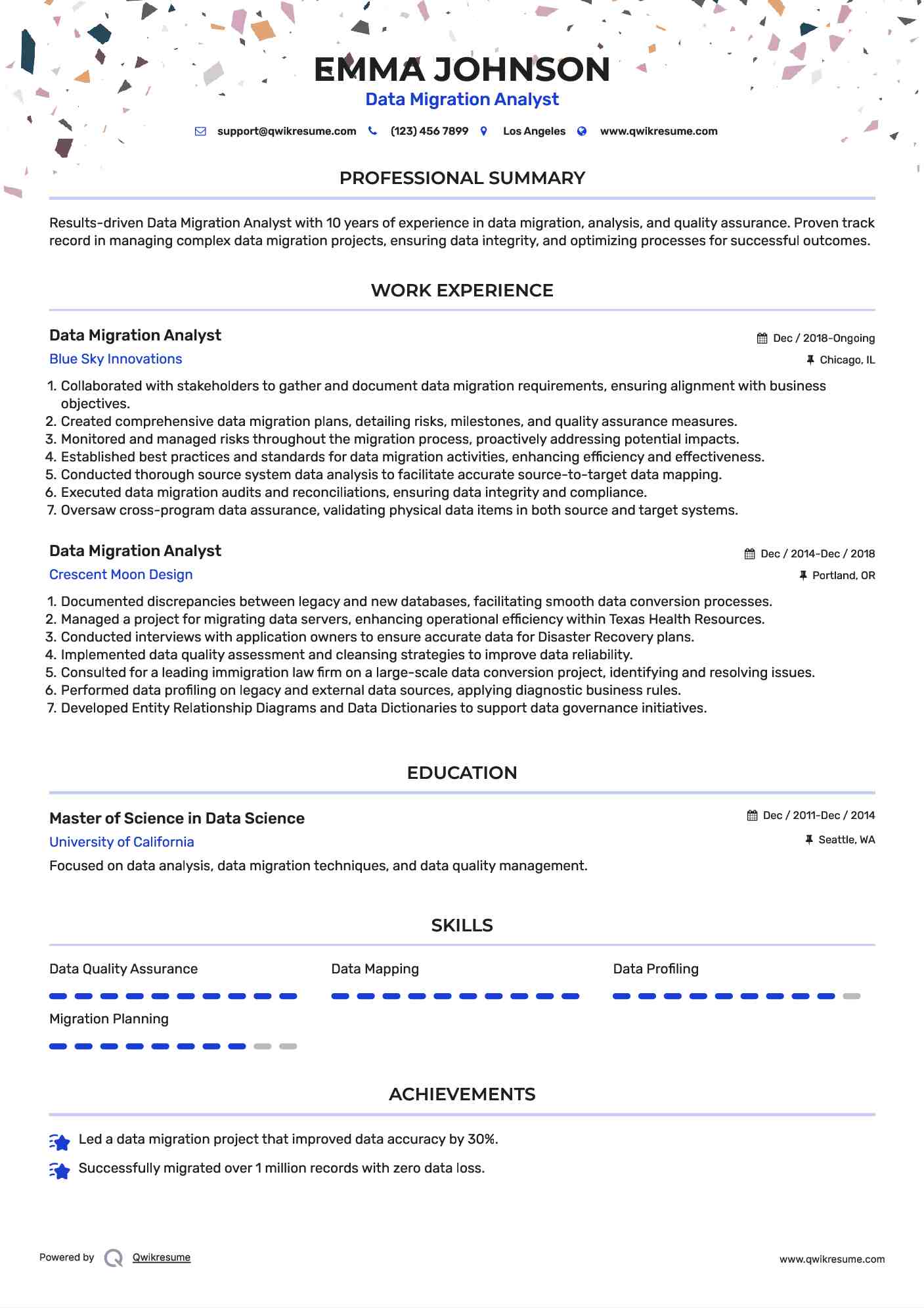 Data Migration Analyst Resume Template