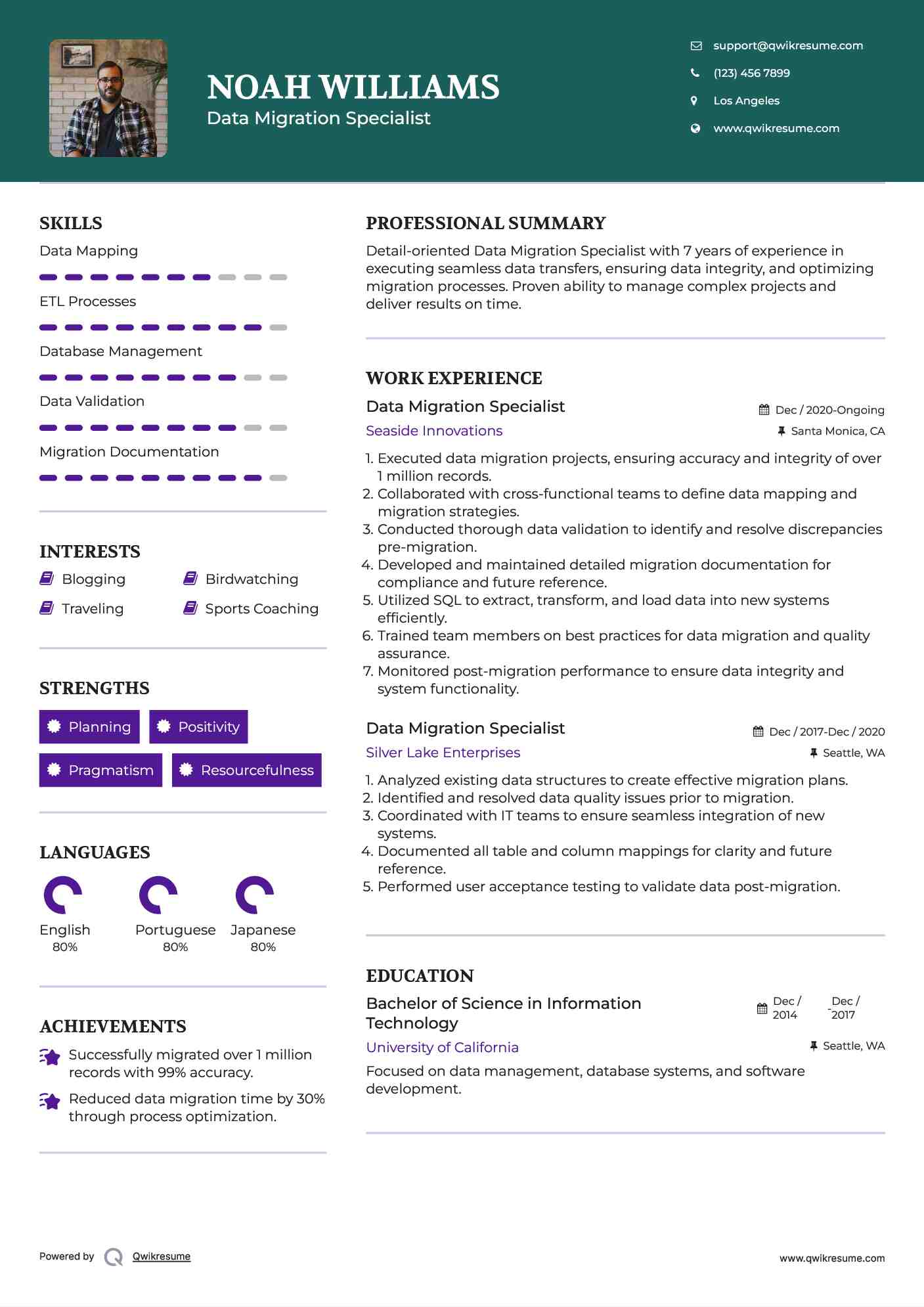 Data Migration Specialist Resume Template