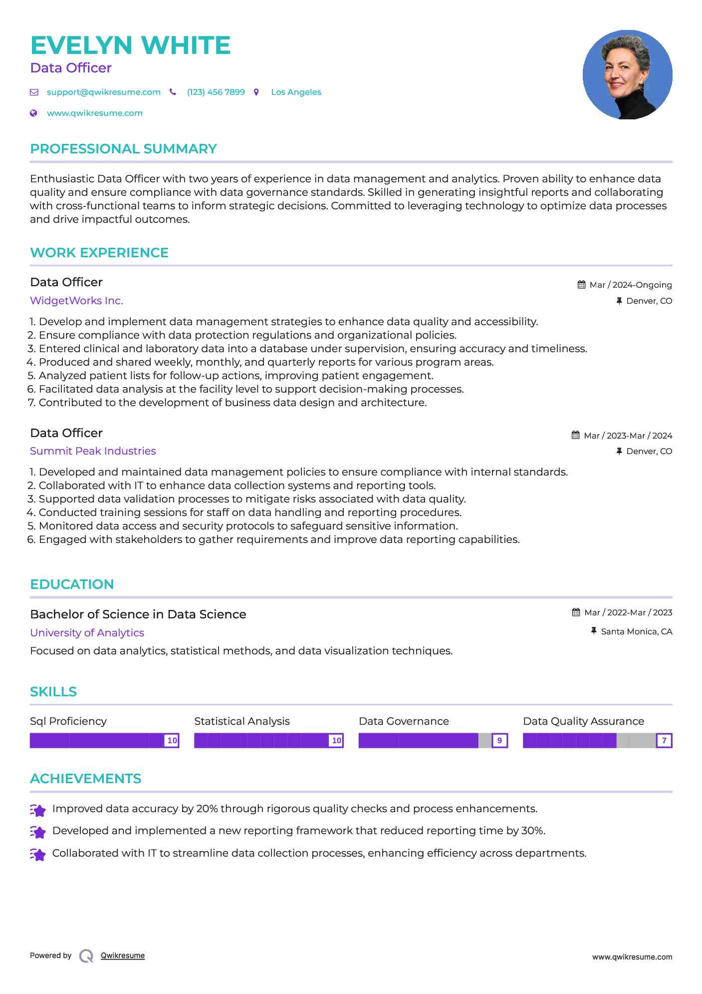 Data Officer Resume Format