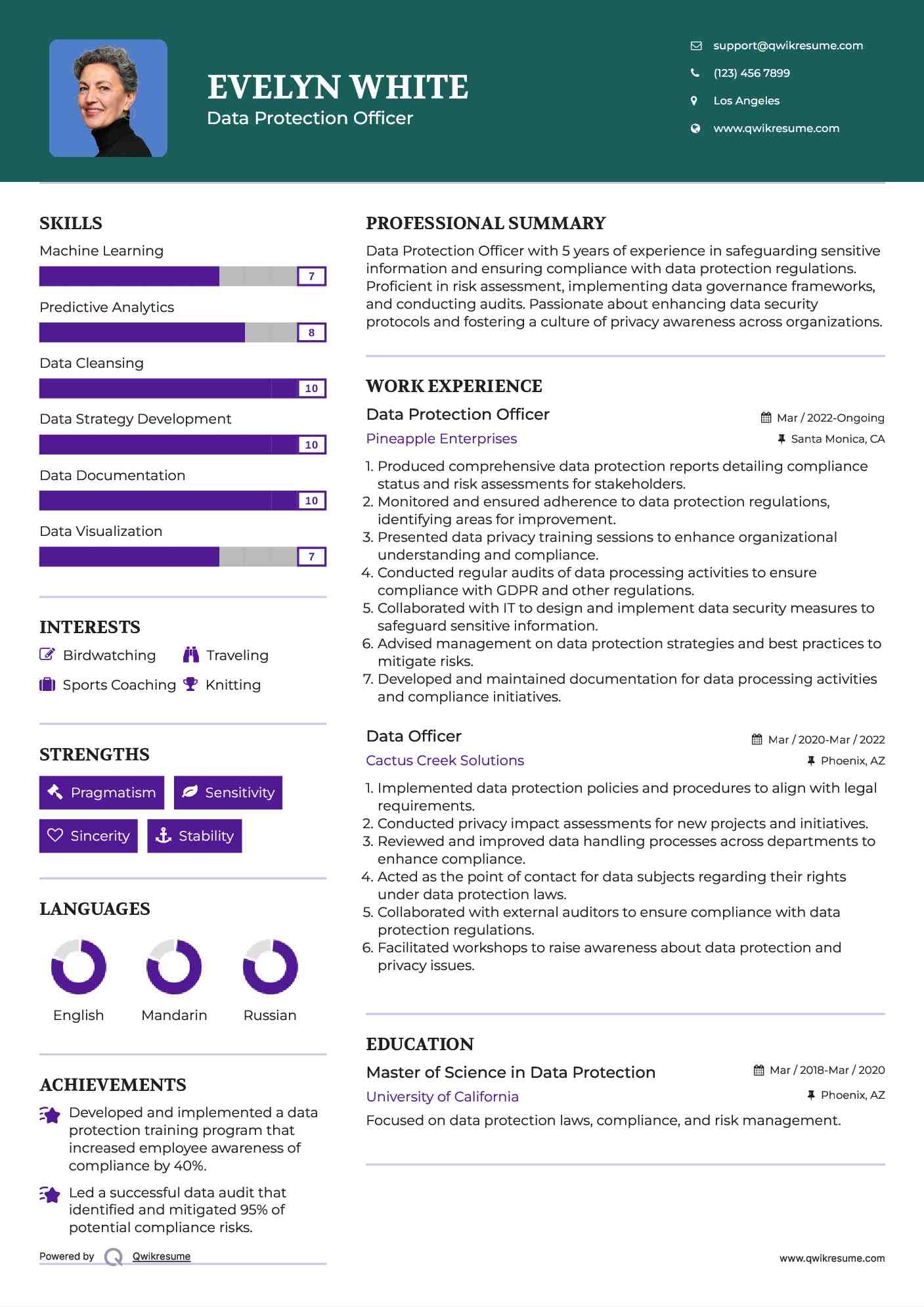 Data Protection Officer Resume Format