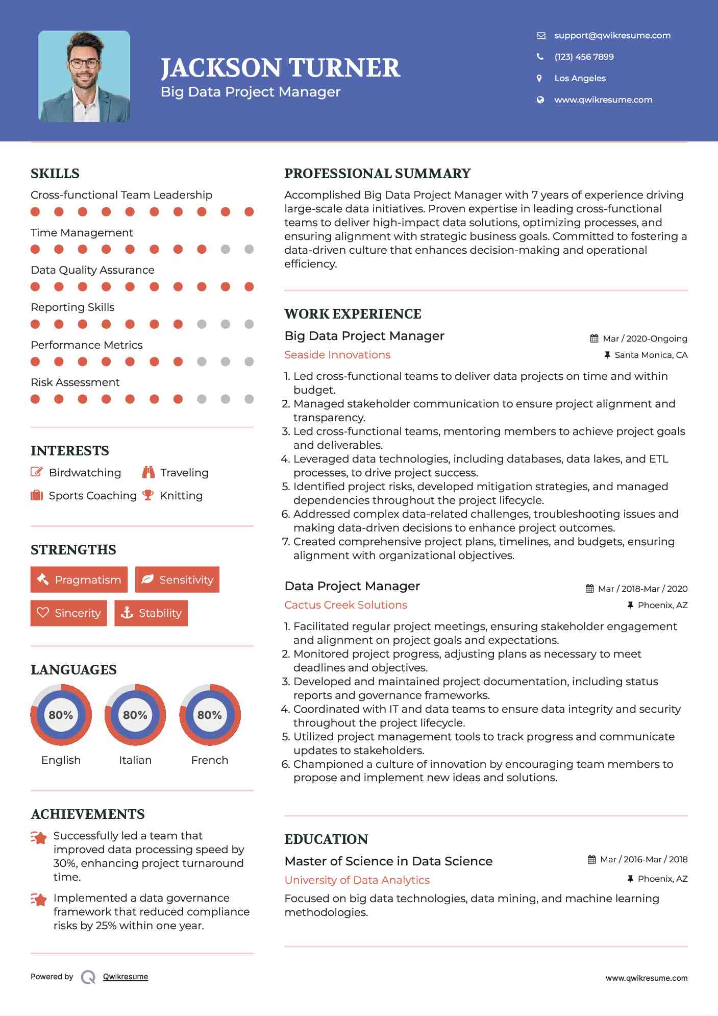 Big Data Project Manager Resume Model