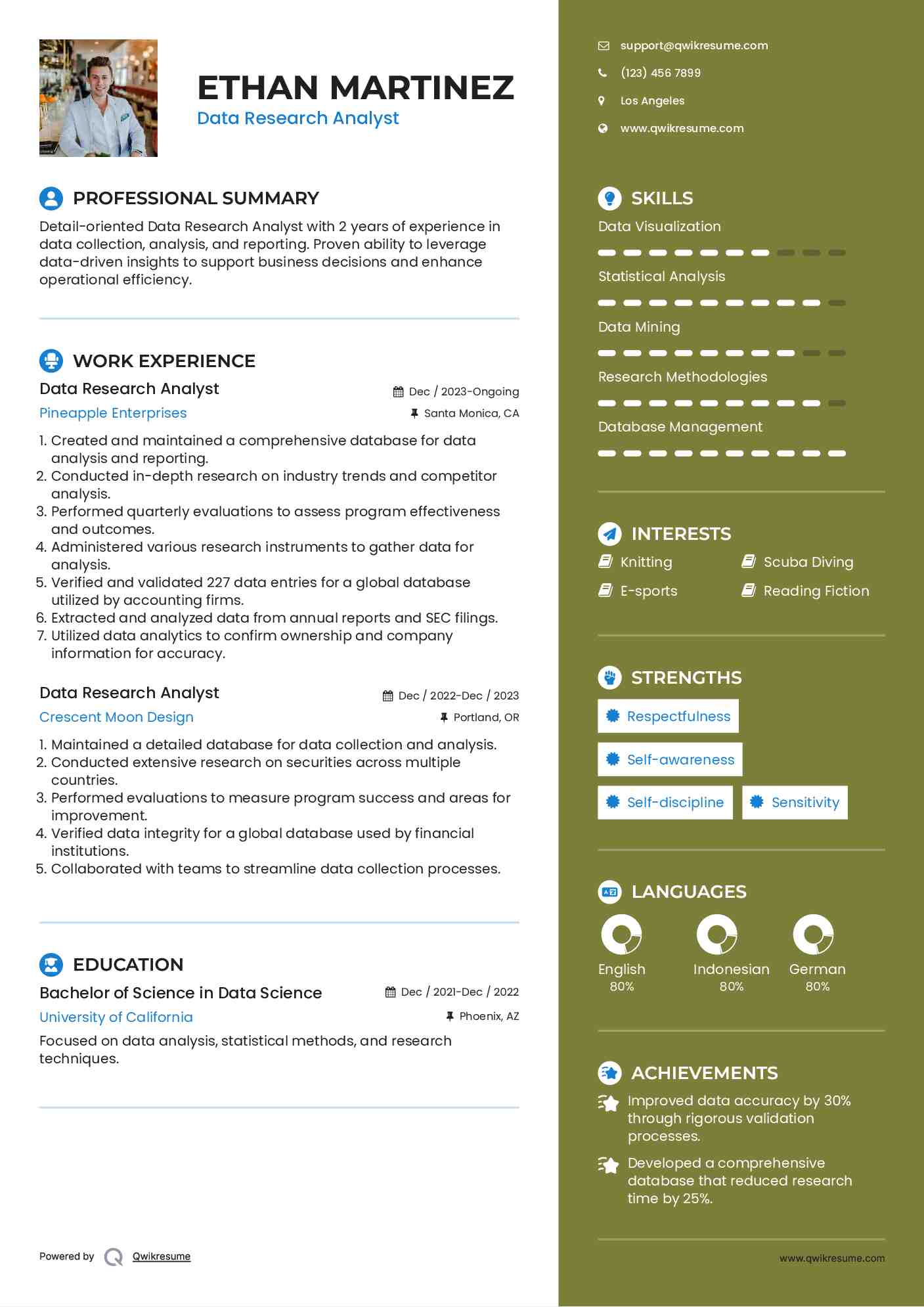 Data Research Analyst Resume Template