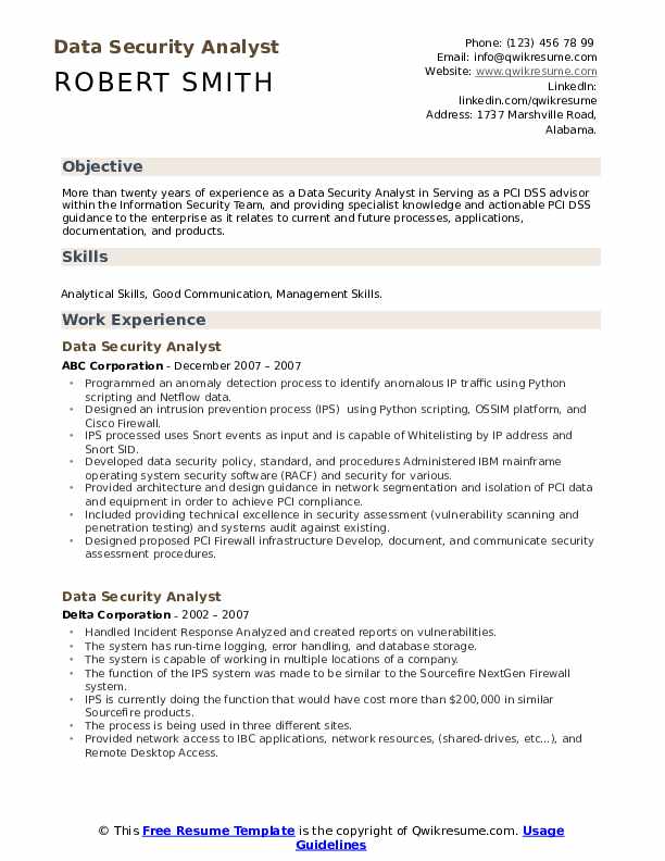 Data Security Analyst Resume Samples - Data Security Analyst 1603078471 Pdf