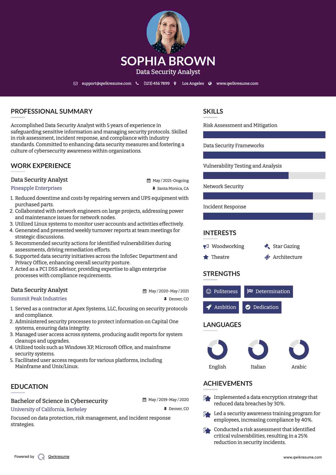 Data Security Analyst Resume Sample