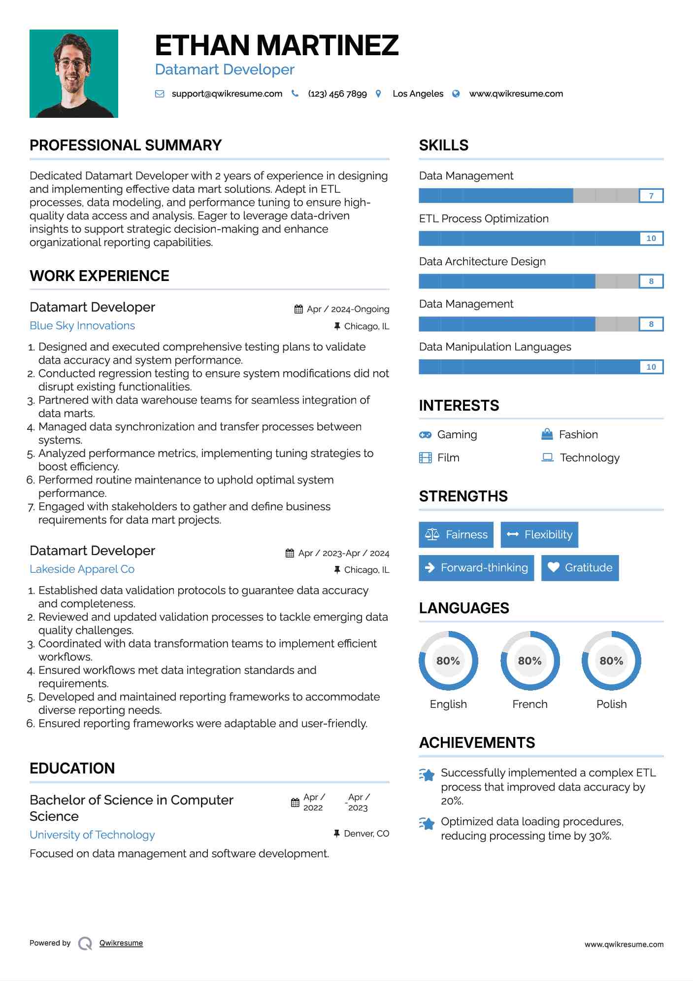 Datamart Developer Resume Model