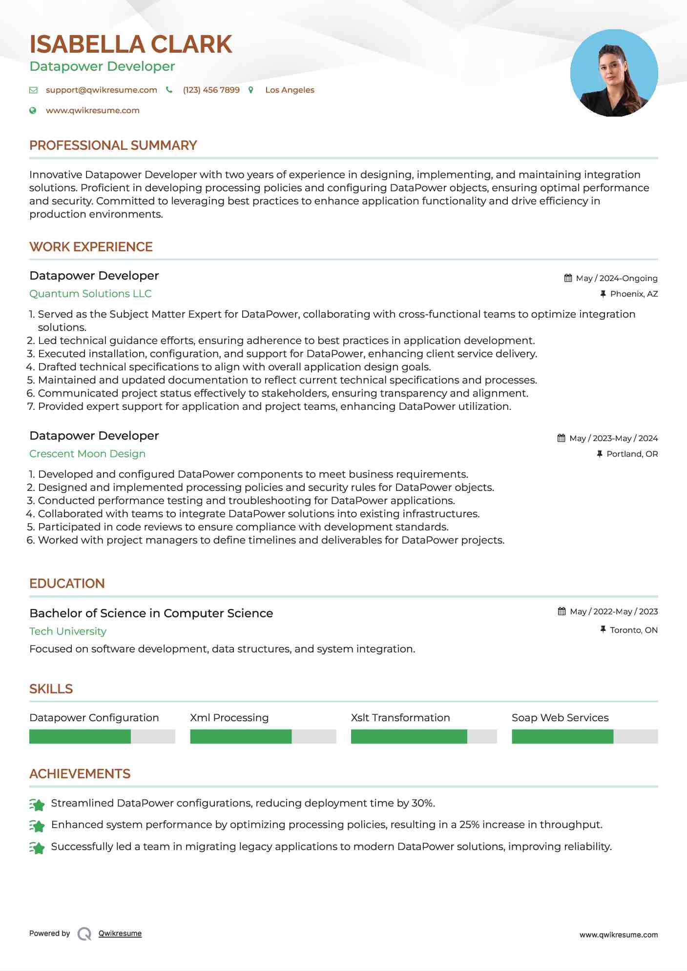 Datapower Developer Resume Sample