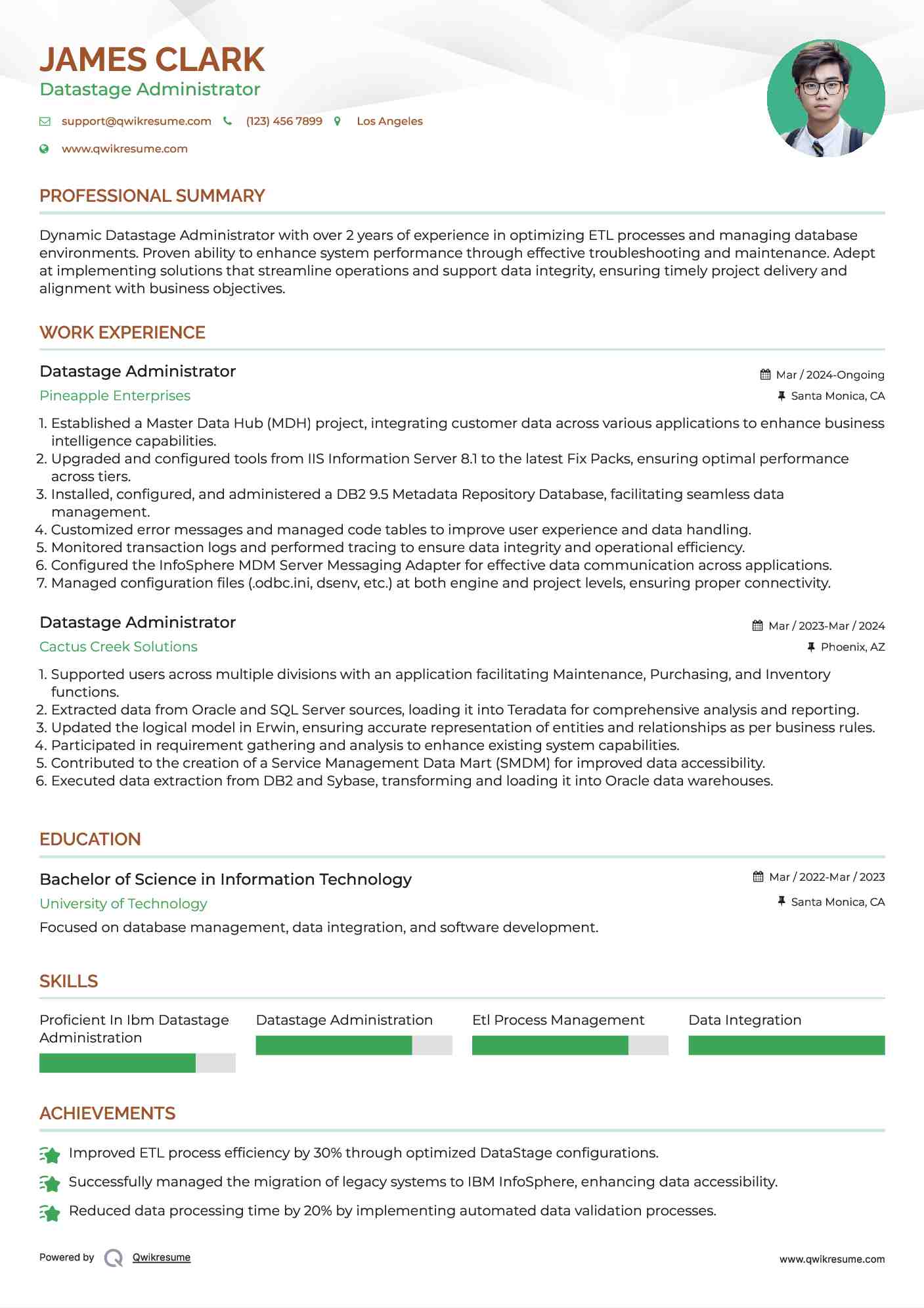 Datastage Administrator Resume Example