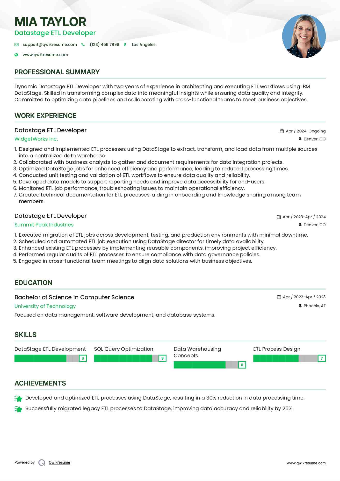 Datastage ETL Developer Resume Format