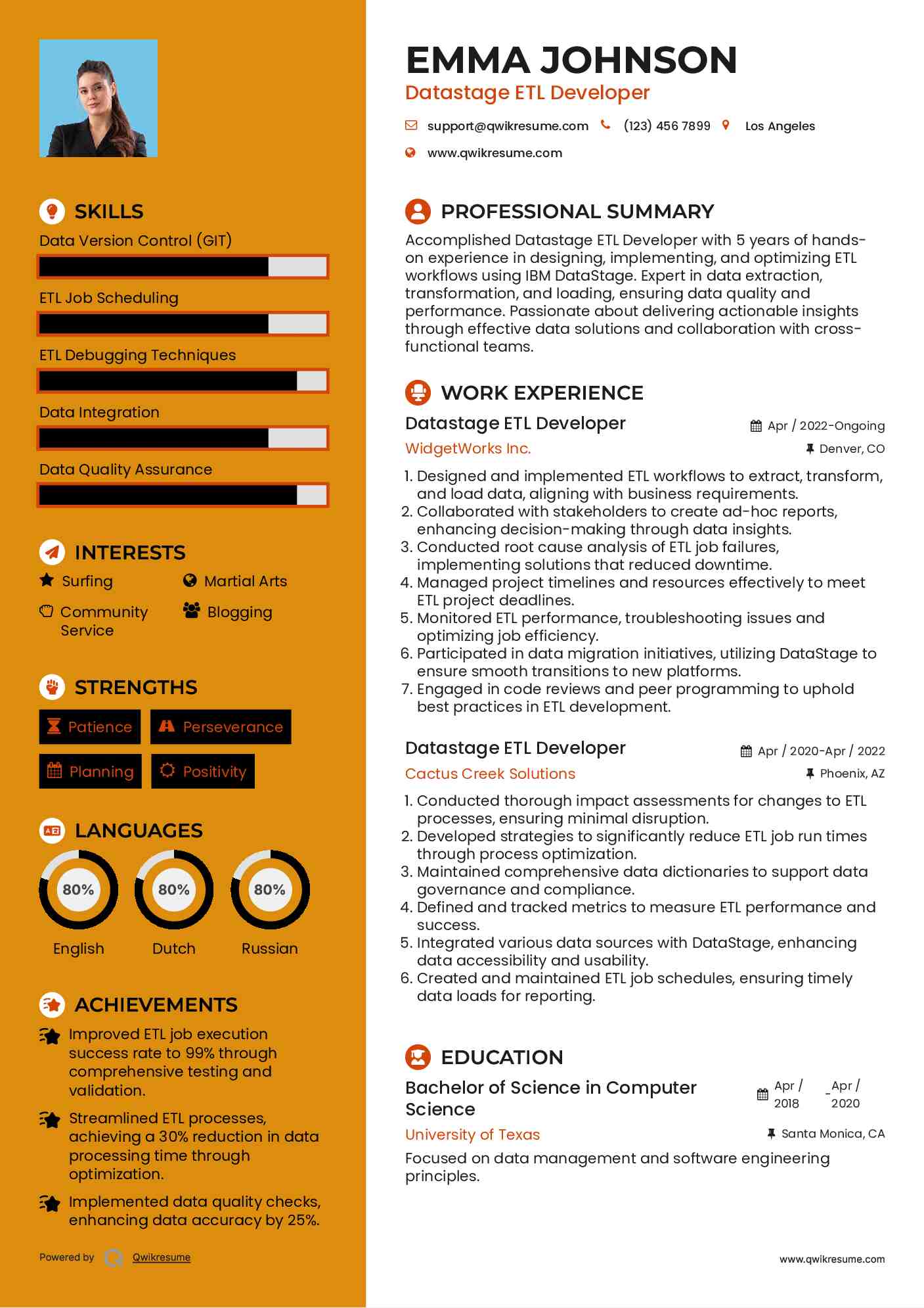 Datastage ETL Developer Resume Sample