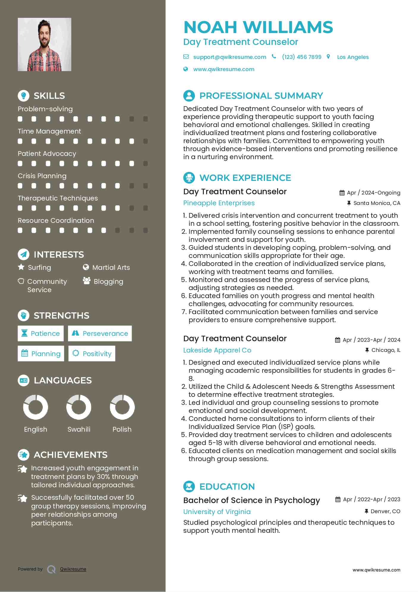 Day Treatment Counselor Resume Sample