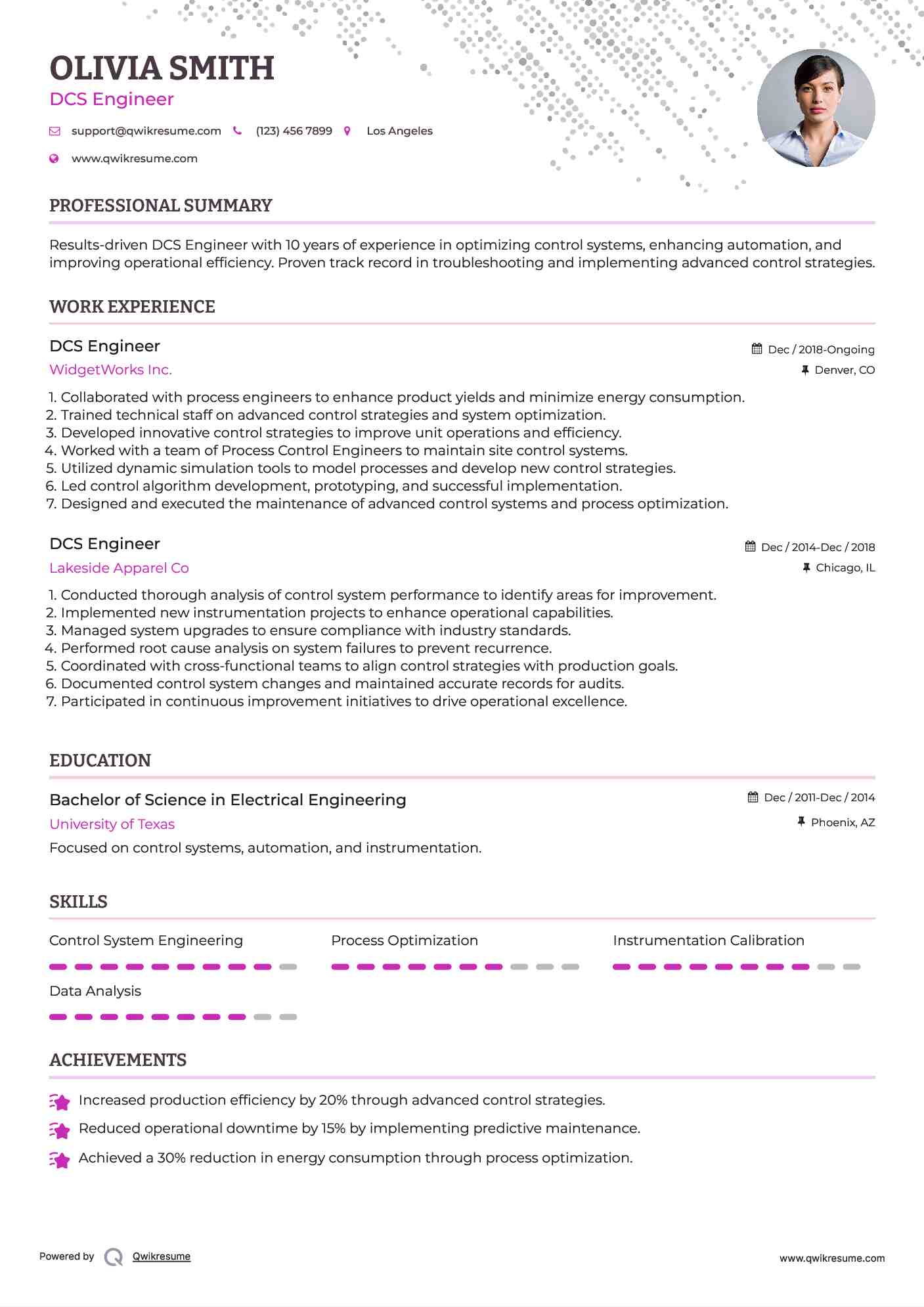 DCS Engineer Resume Template