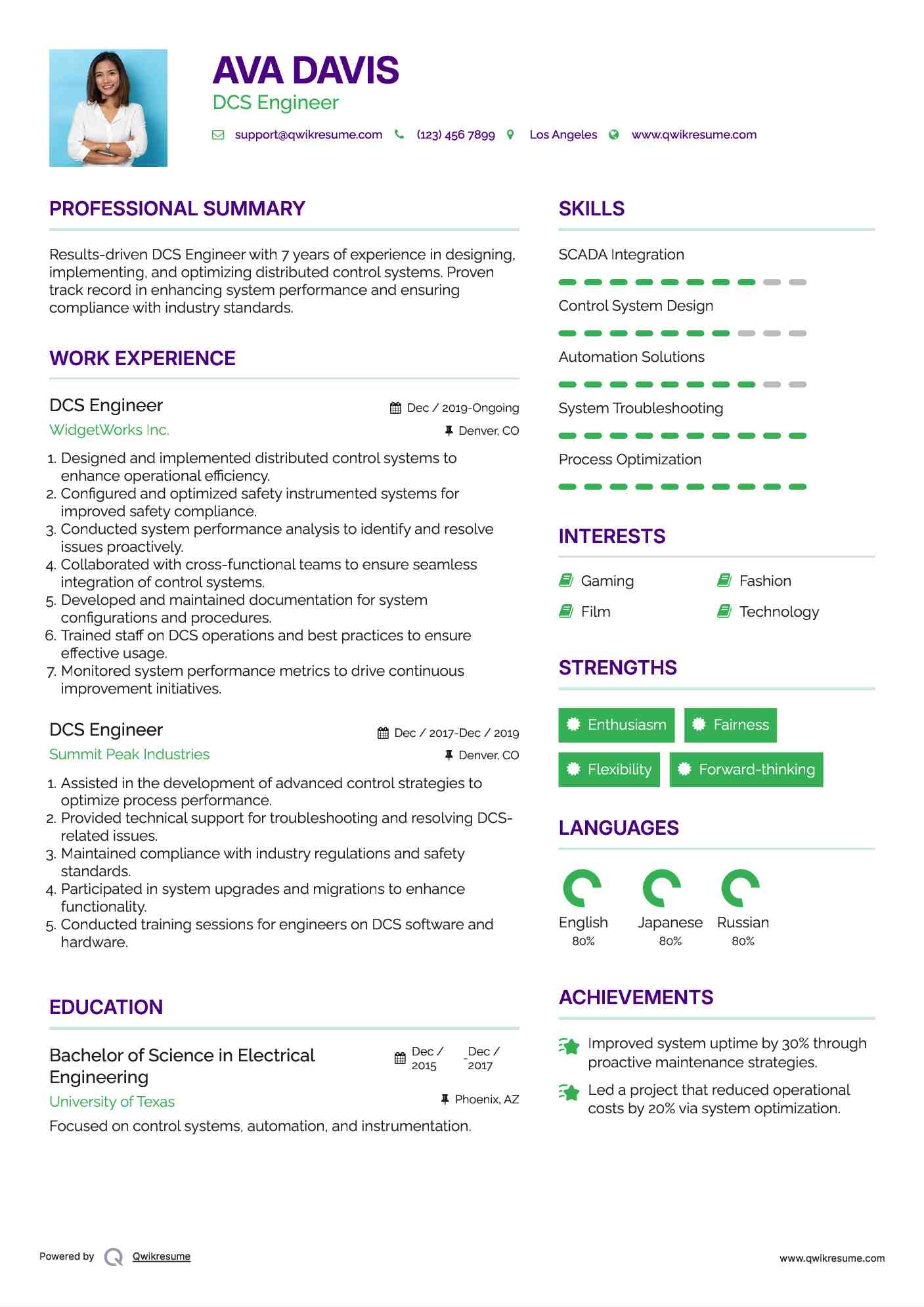 DCS Engineer Resume Model