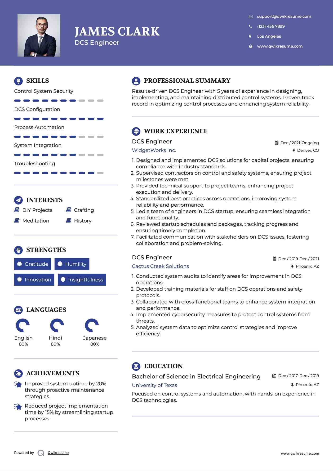 DCS Engineer Resume Sample