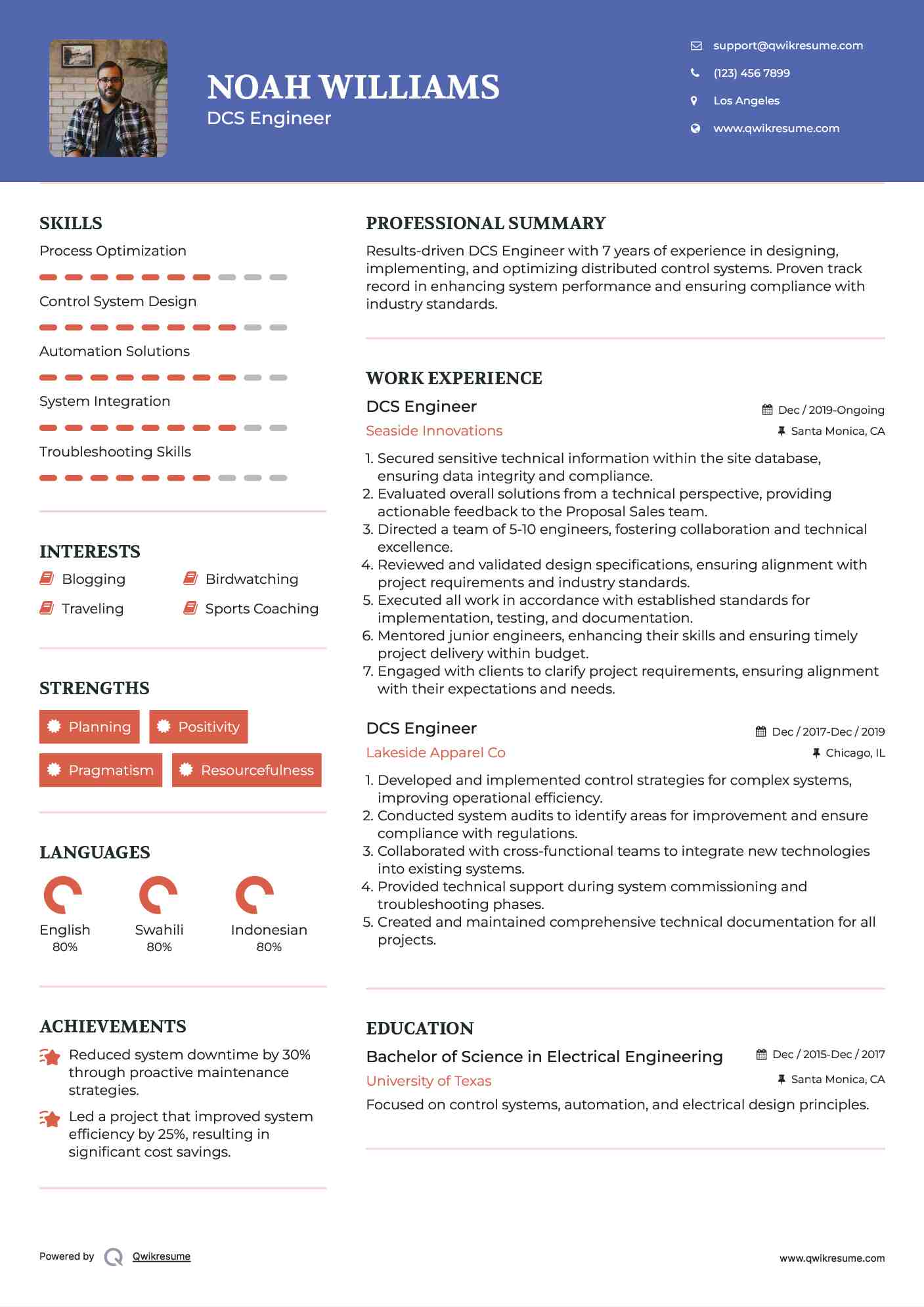 DCS Engineer Resume Template