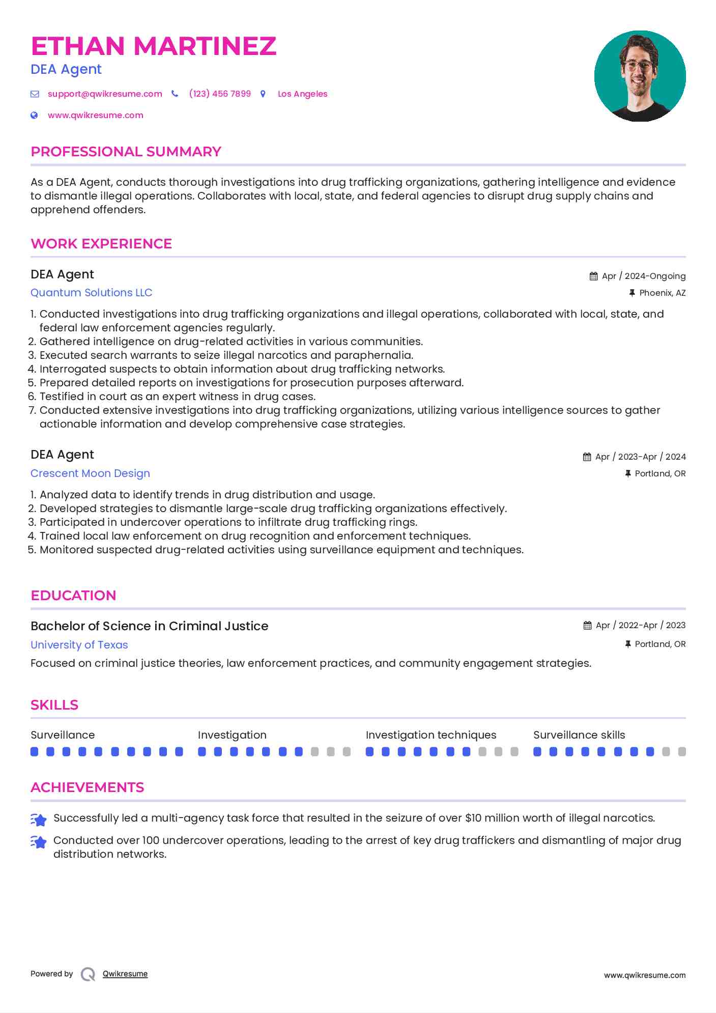 DEA Agent Resume Template