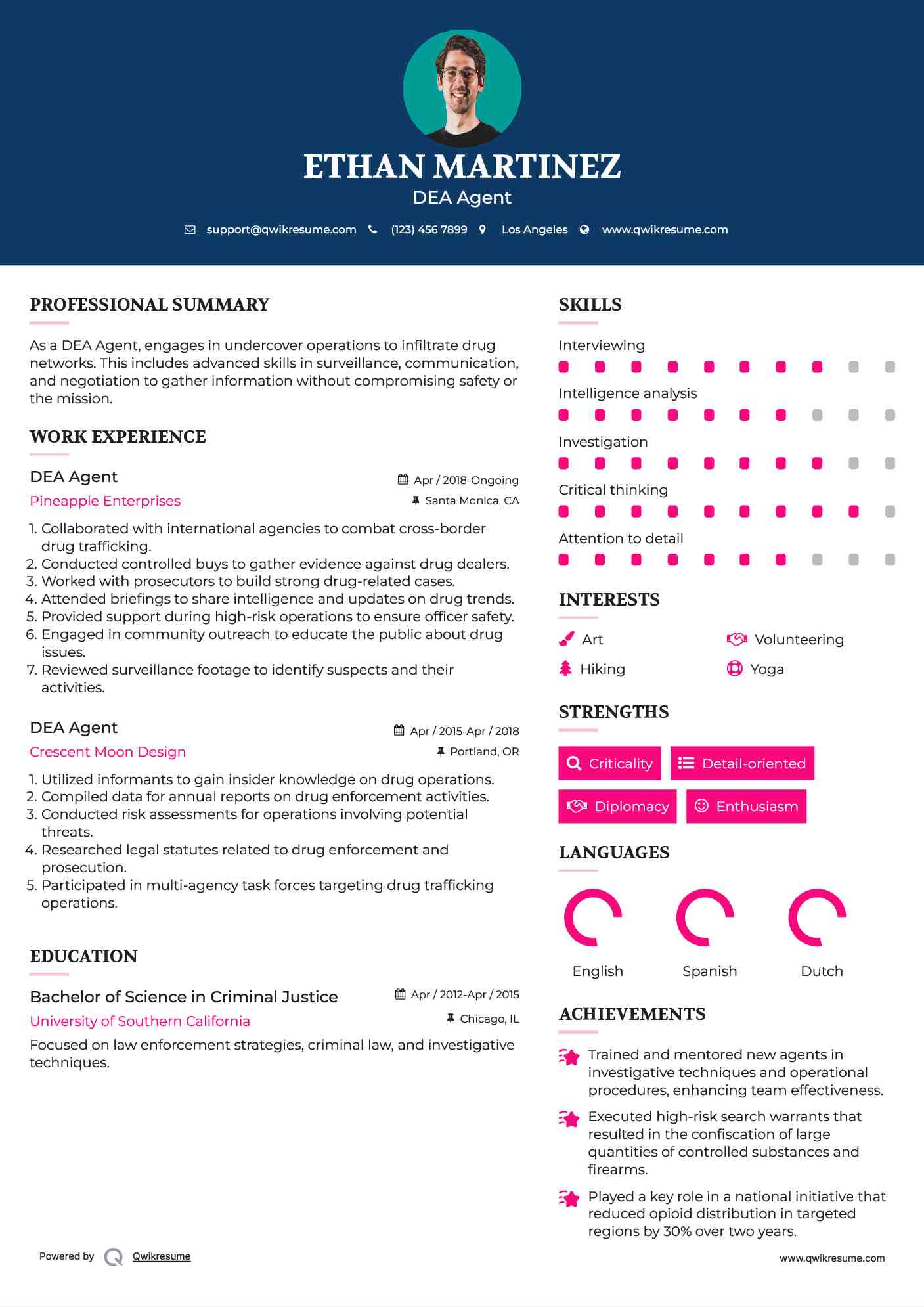 DEA Agent Resume Template