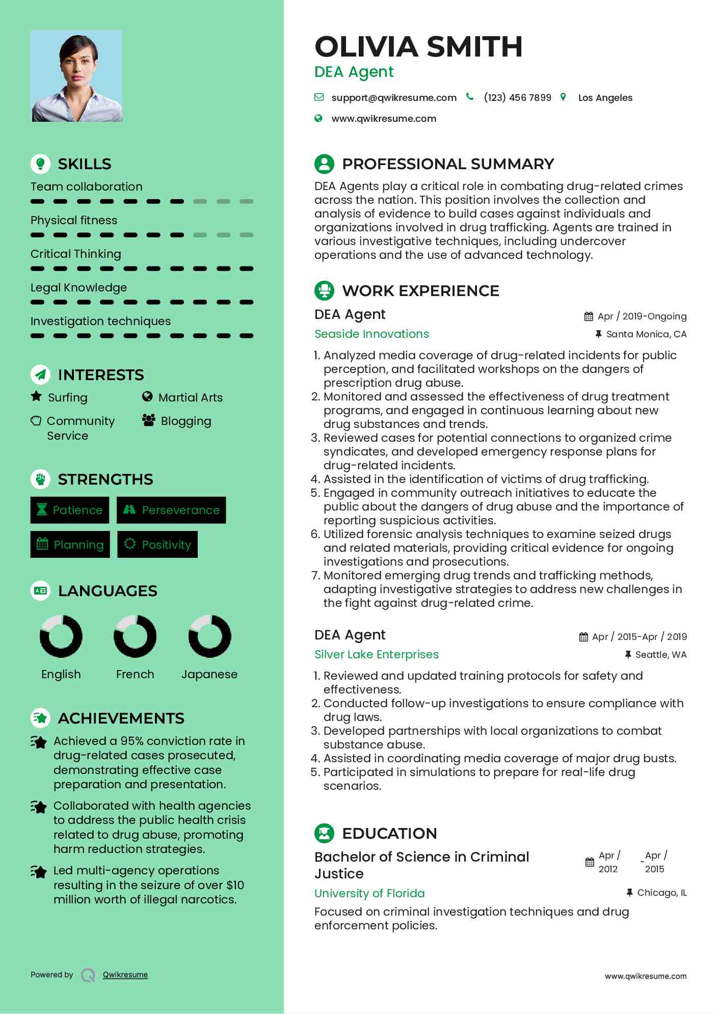 DEA Agent Resume Model