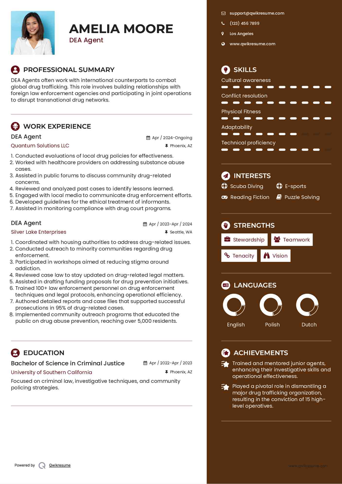 DEA Agent Resume Template