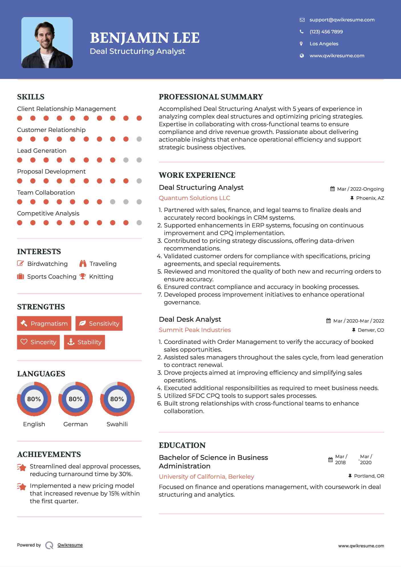 Deal Structuring Analyst Resume Format