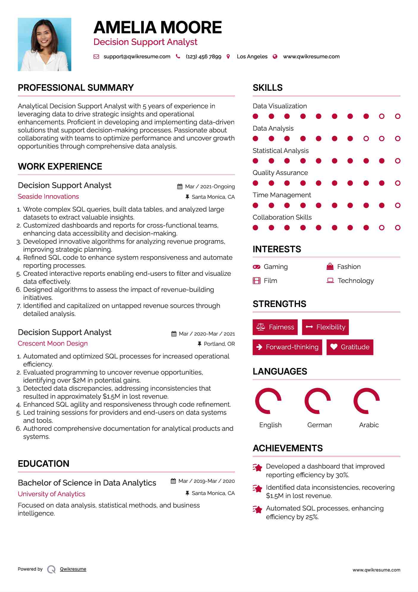 Decision Support Analyst Resume Format