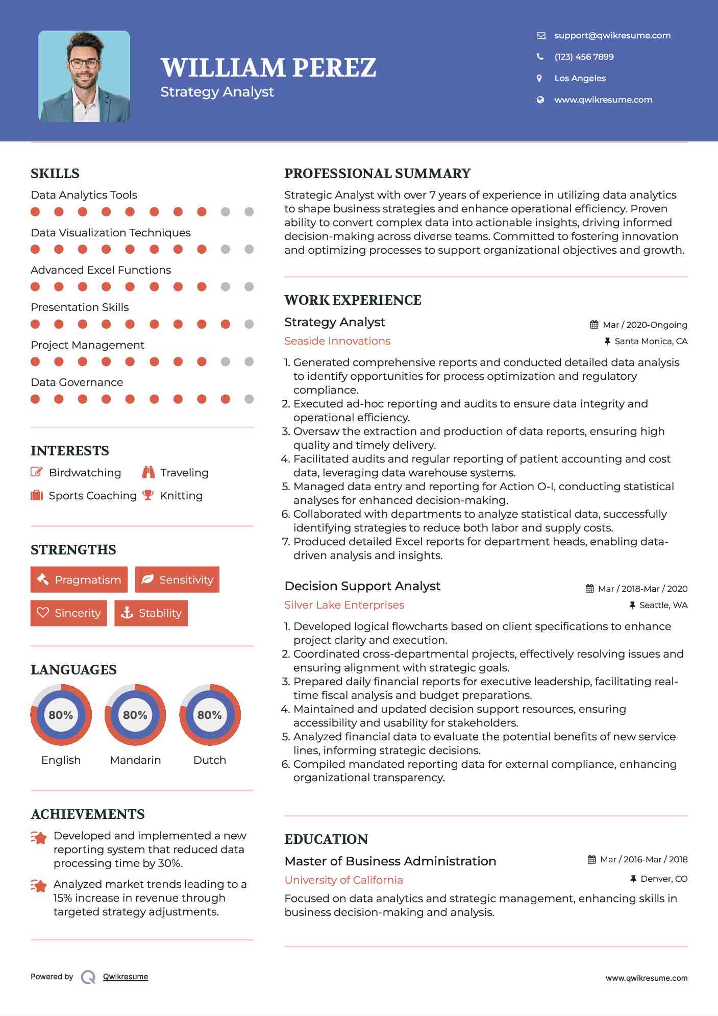 Strategy Analyst Resume Model