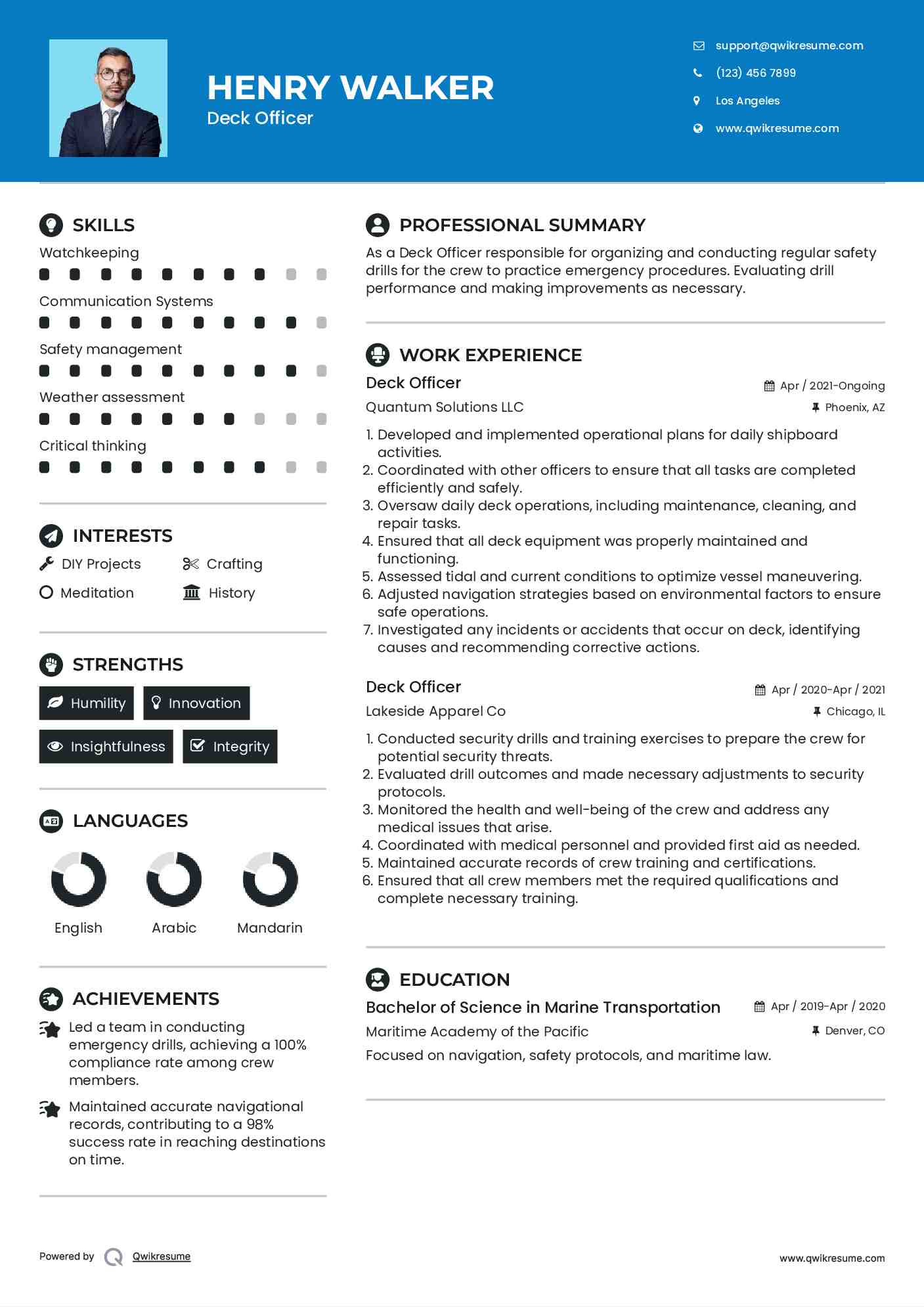 Deck Officer Resume Format