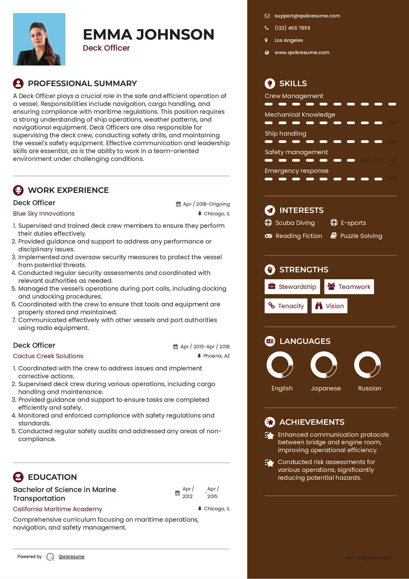 Deck Officer Resume Template