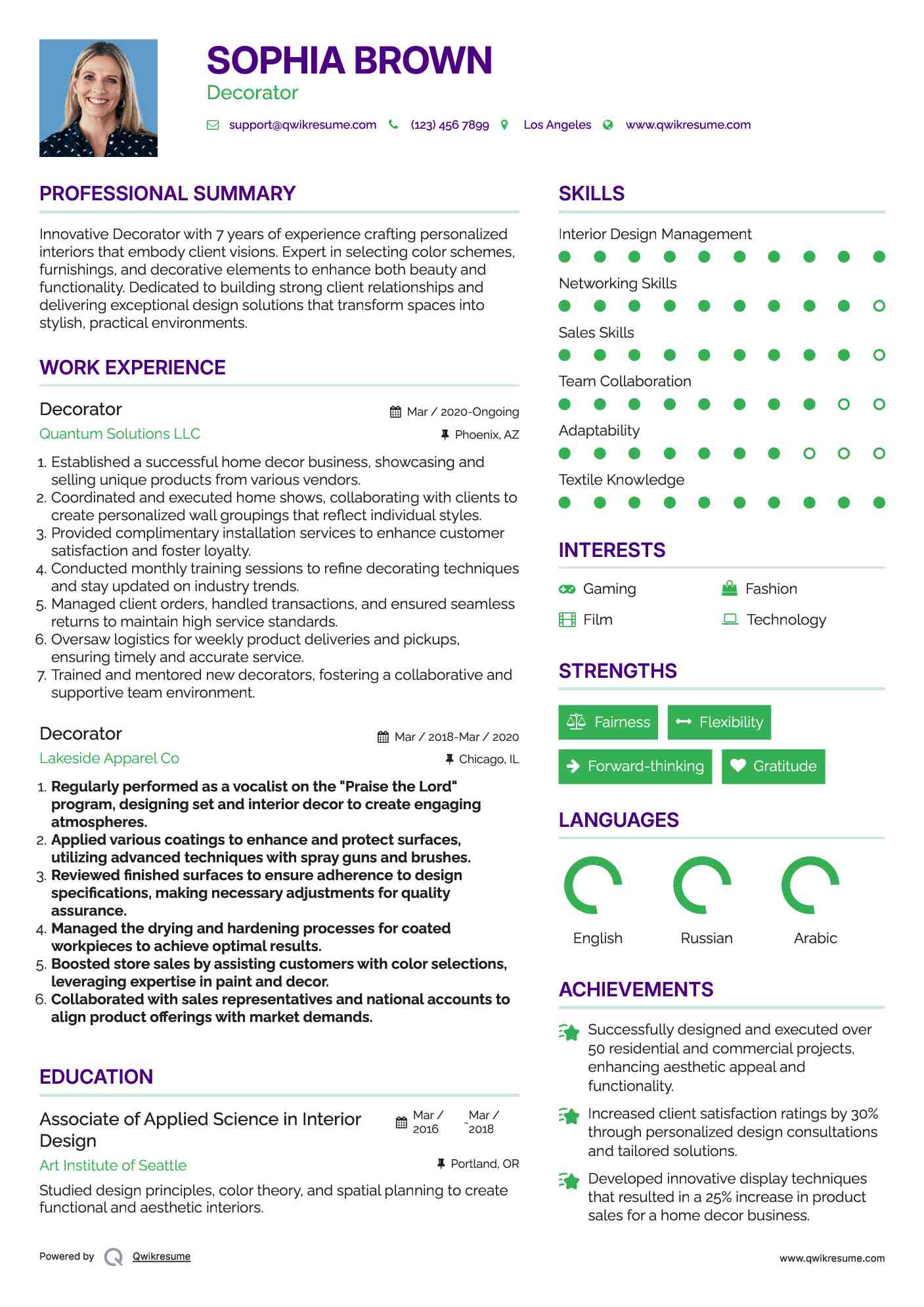 Decorator Resume Model